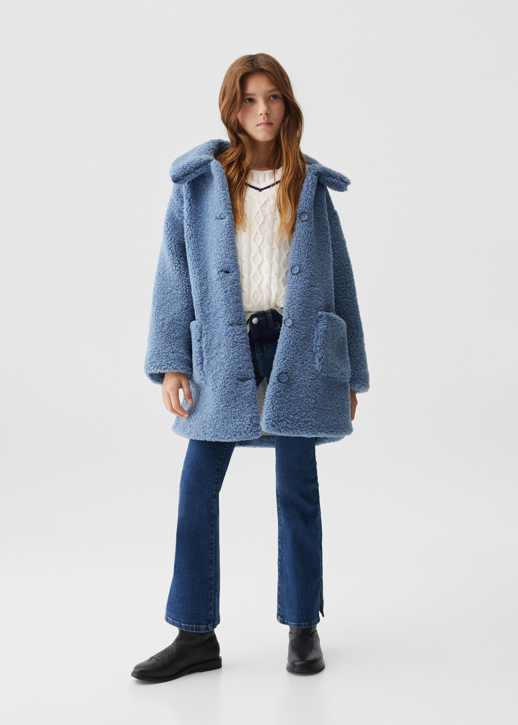 Shearling-effect coat - General plane