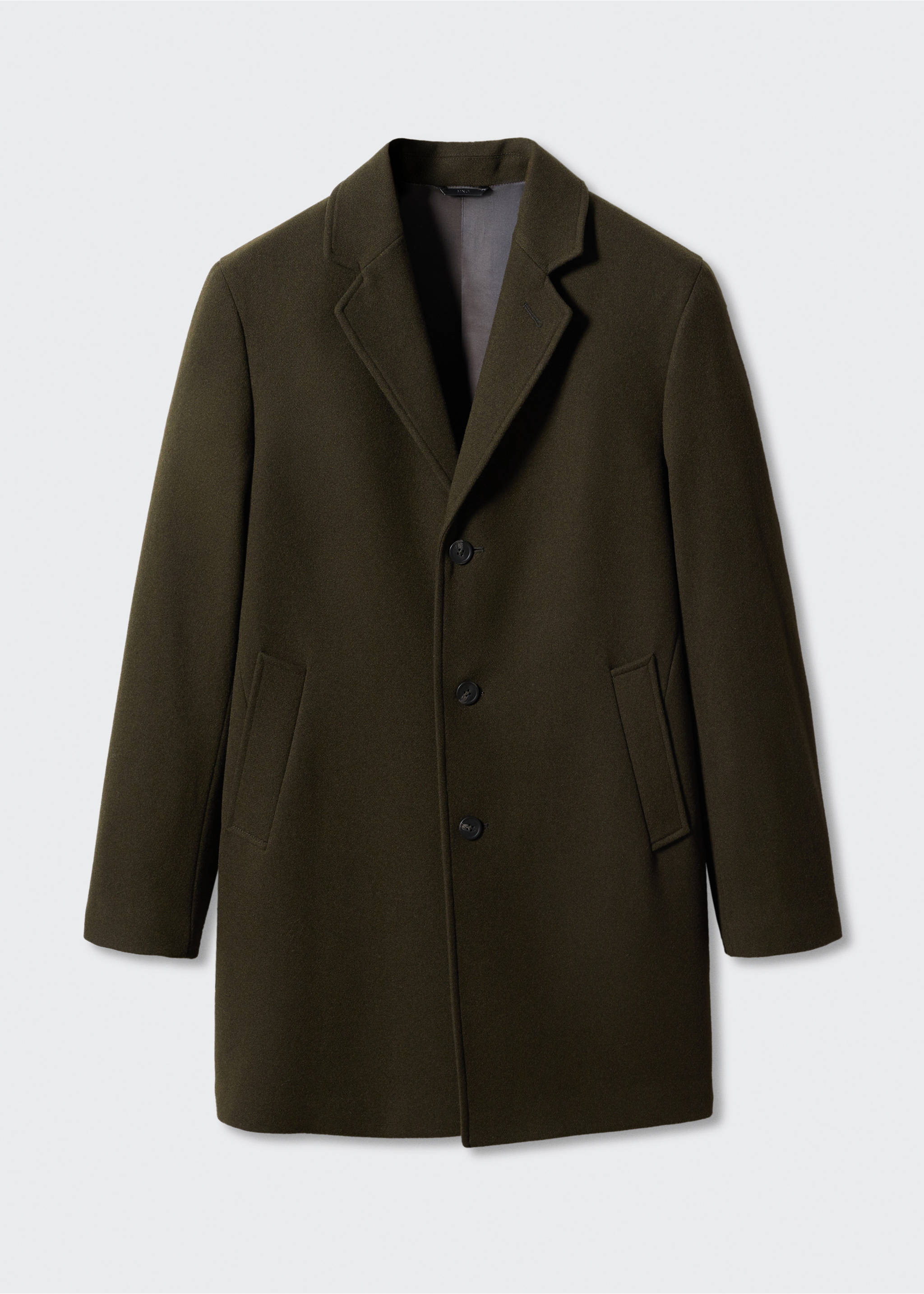 Manteau léger laine recyclée - Article sans modèle, Kaki. Ref: 57024388-00.