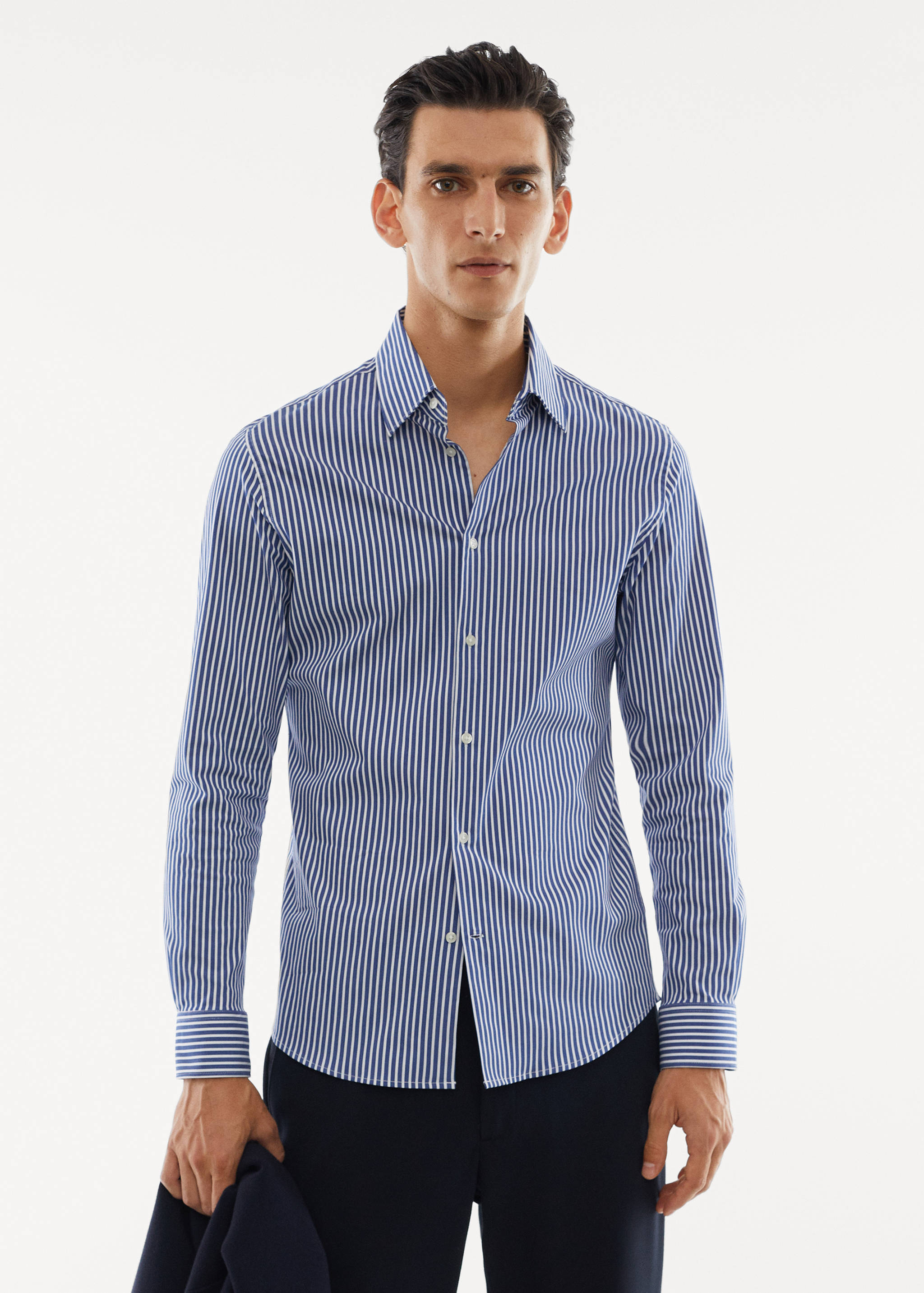 Stretch-fabric slim-fit striped shirt - Medium plane