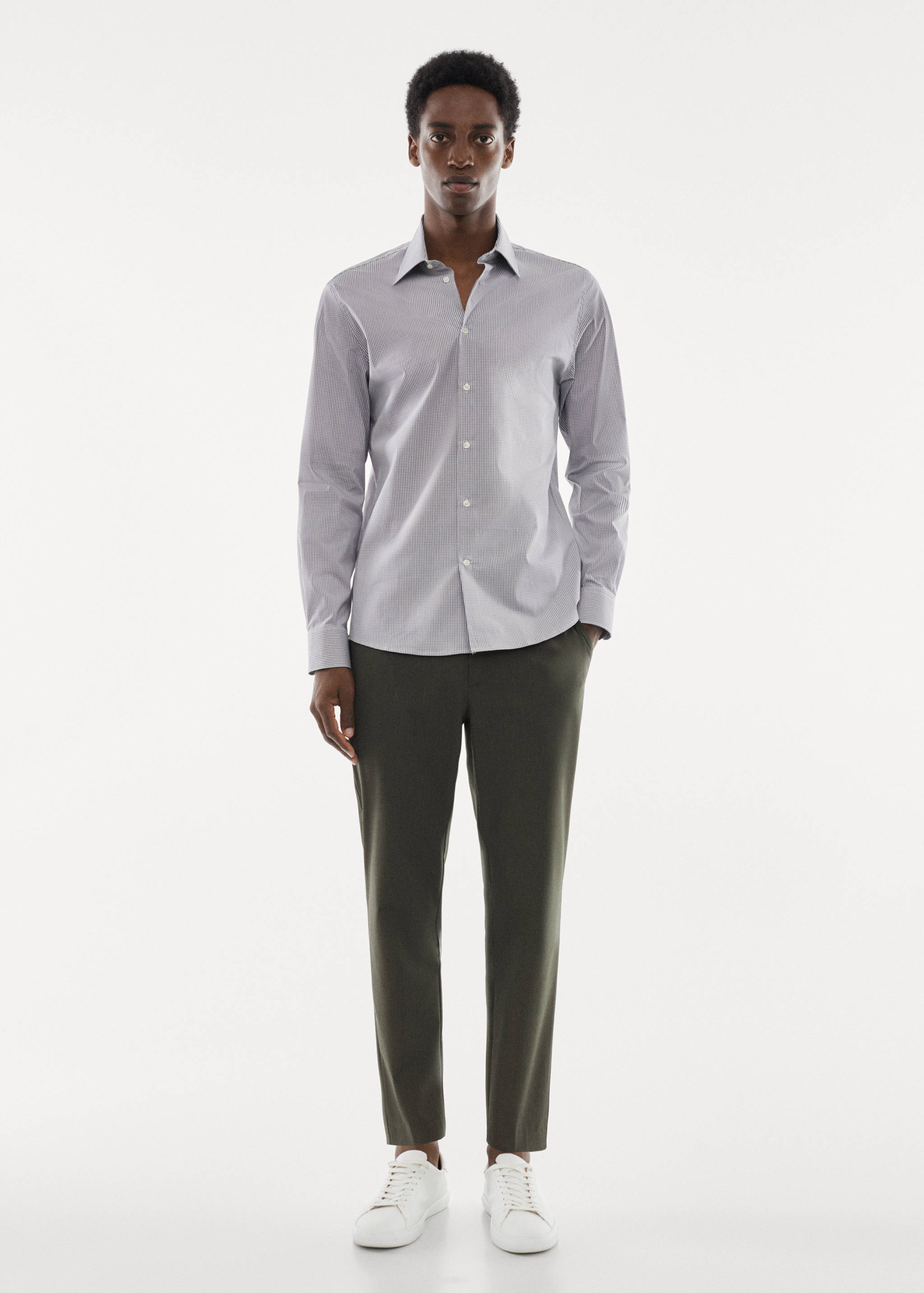 Chemise micro carreaux tissu stretch - Plan général