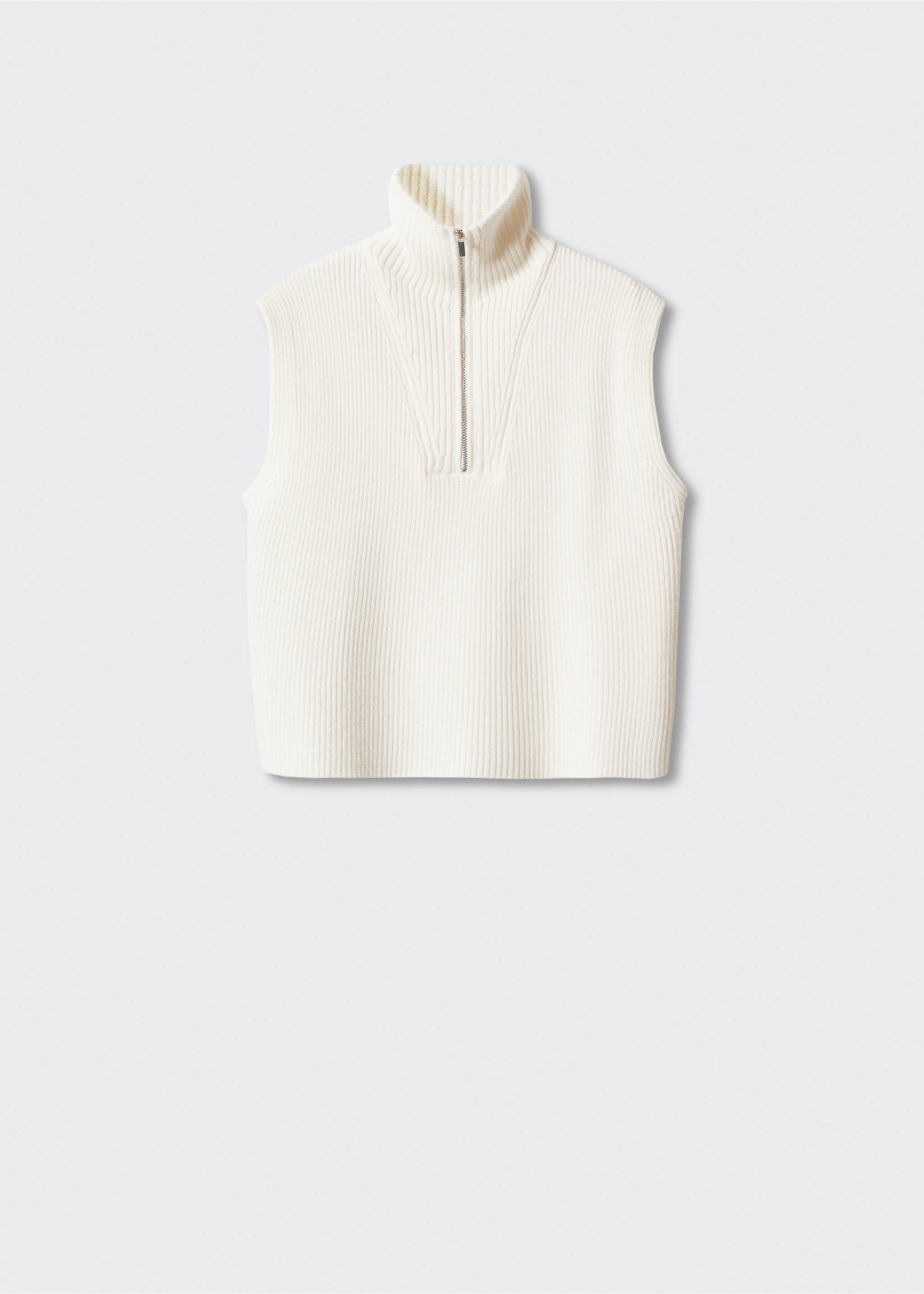 Knitted gilet with zip - Article without model, Ecru. Ref: 57024397-00.