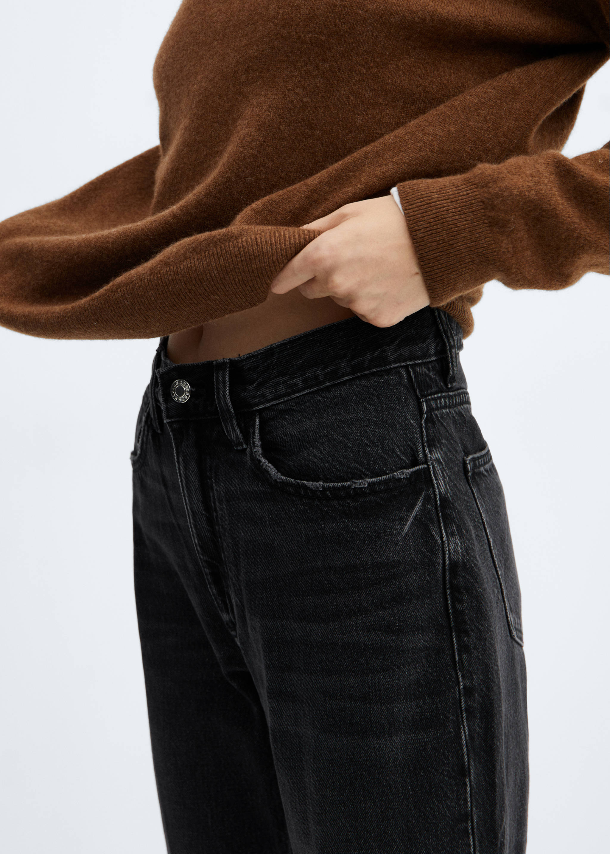 中腰直筒牛仔裤 - null