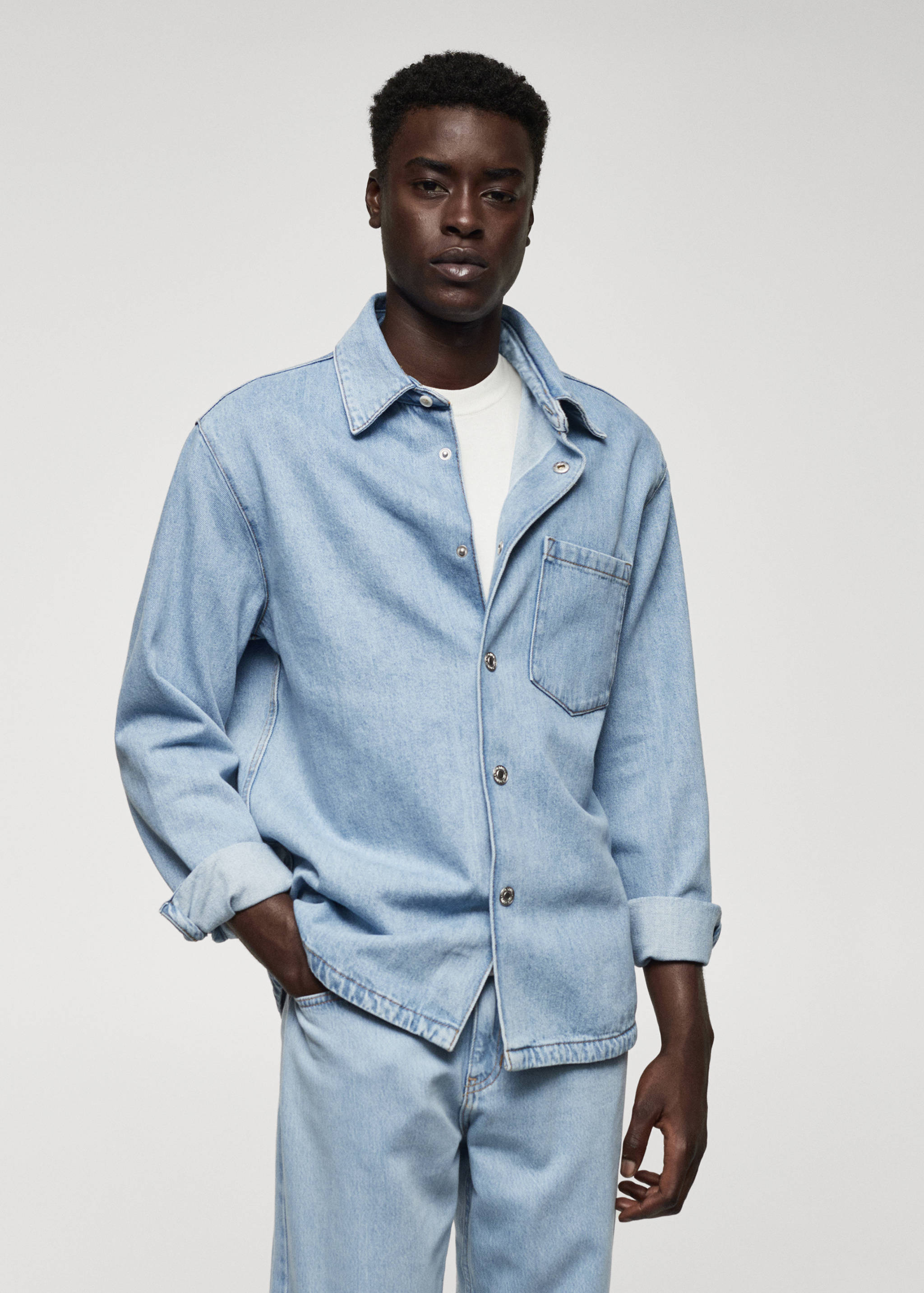 Pocket denim overshirt - Medium plane