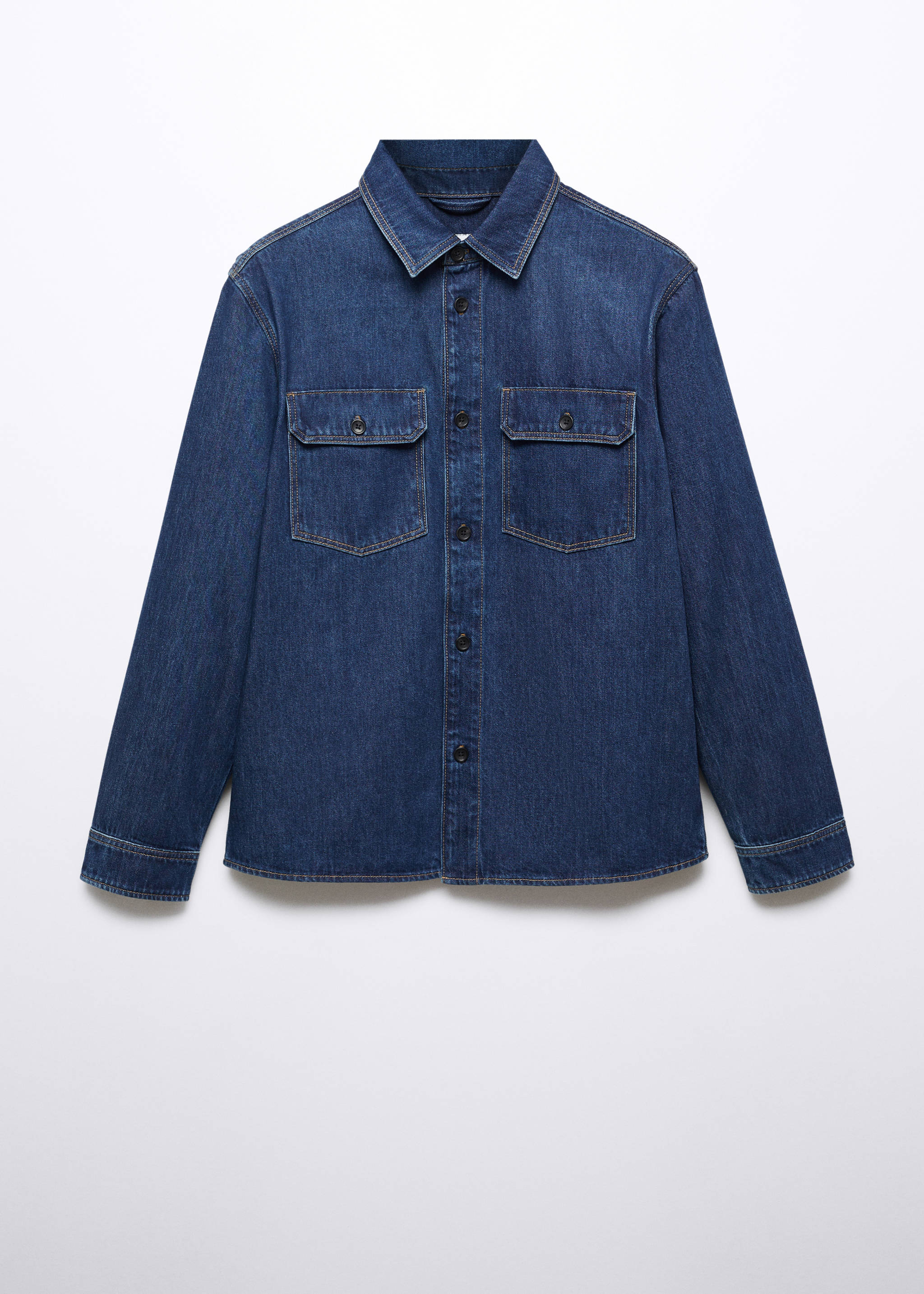 口袋棉质牛仔外套衬衫 - null