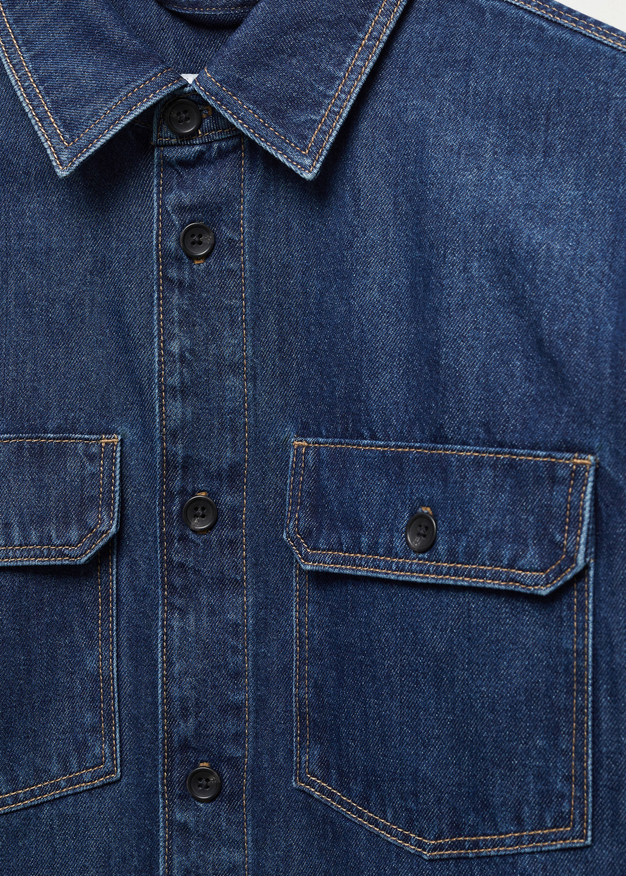 口袋棉质牛仔外套衬衫 - null