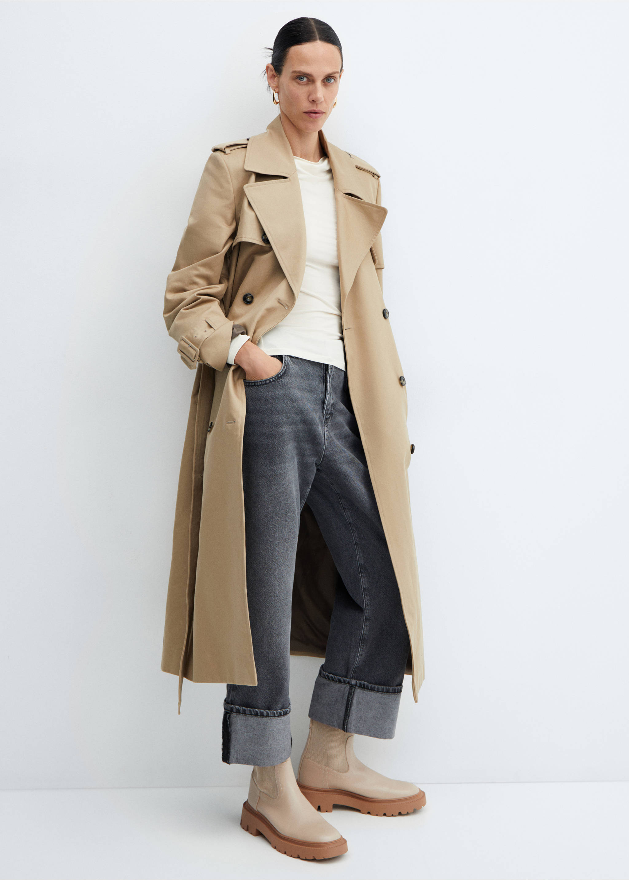 Platform track-sole ankle boots - General plane, Ecru. Ref: 57024429-00.