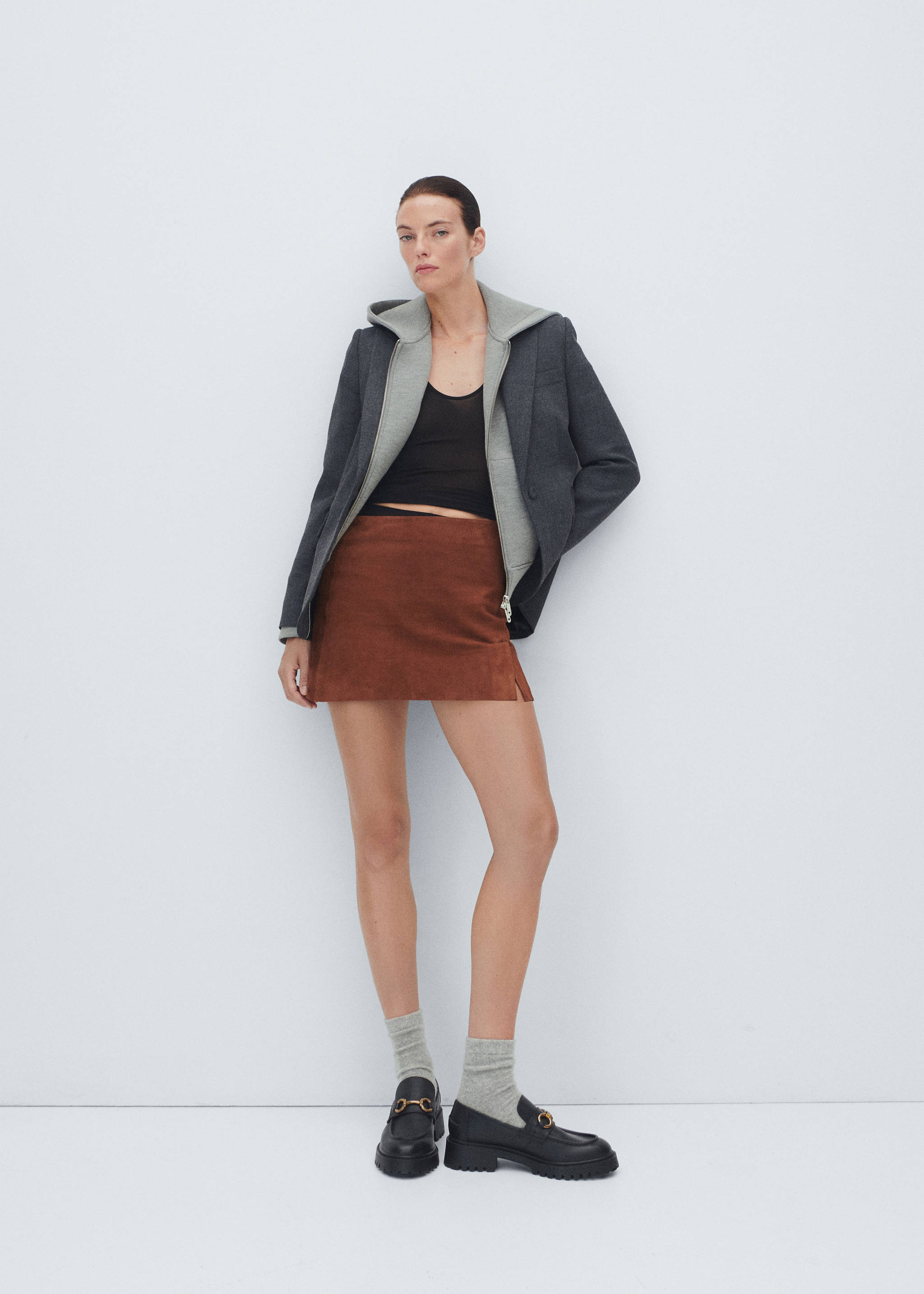 Leather moccasin with track sole - General plane