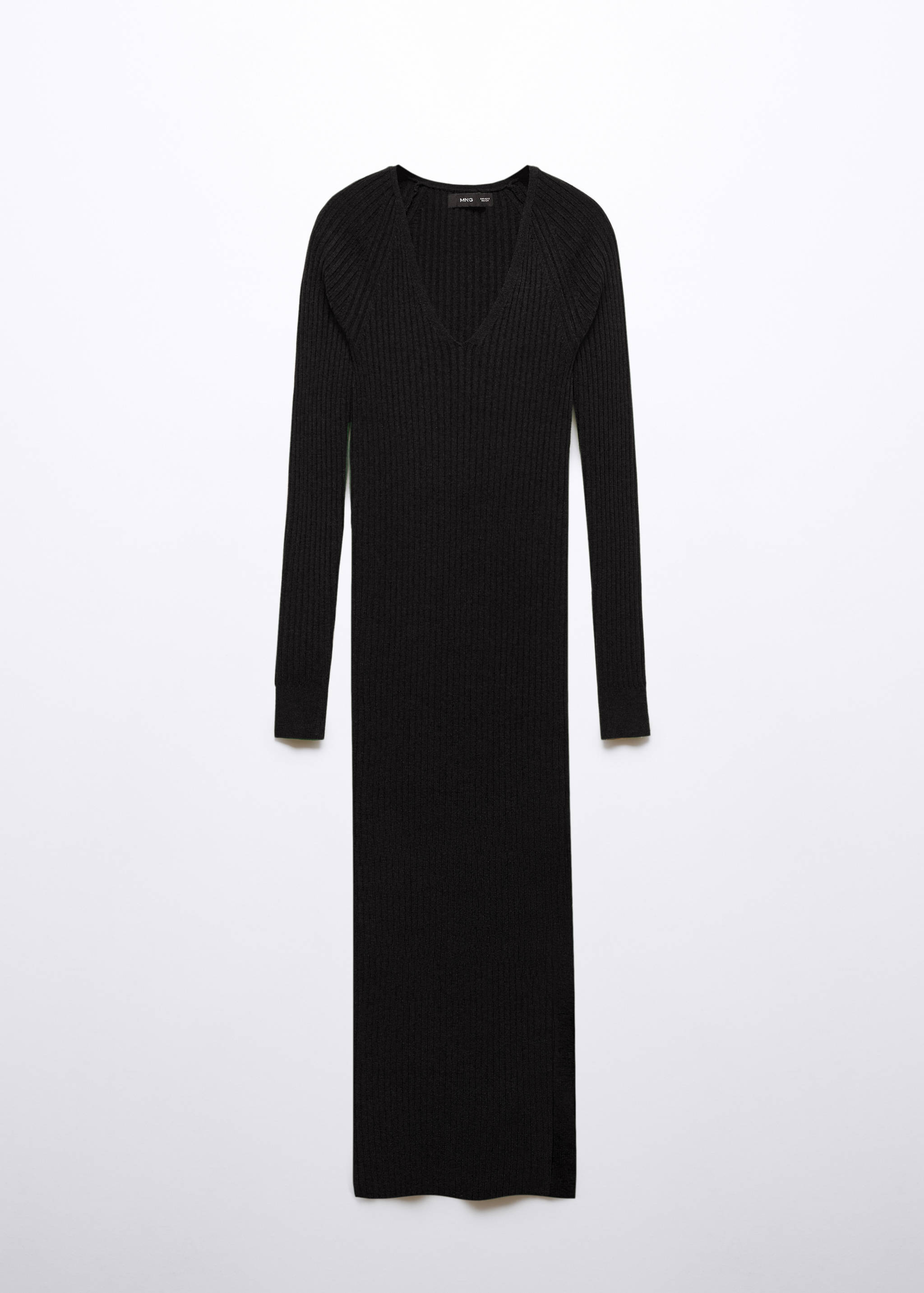 Robe maille côtelée col V - Article sans modèle