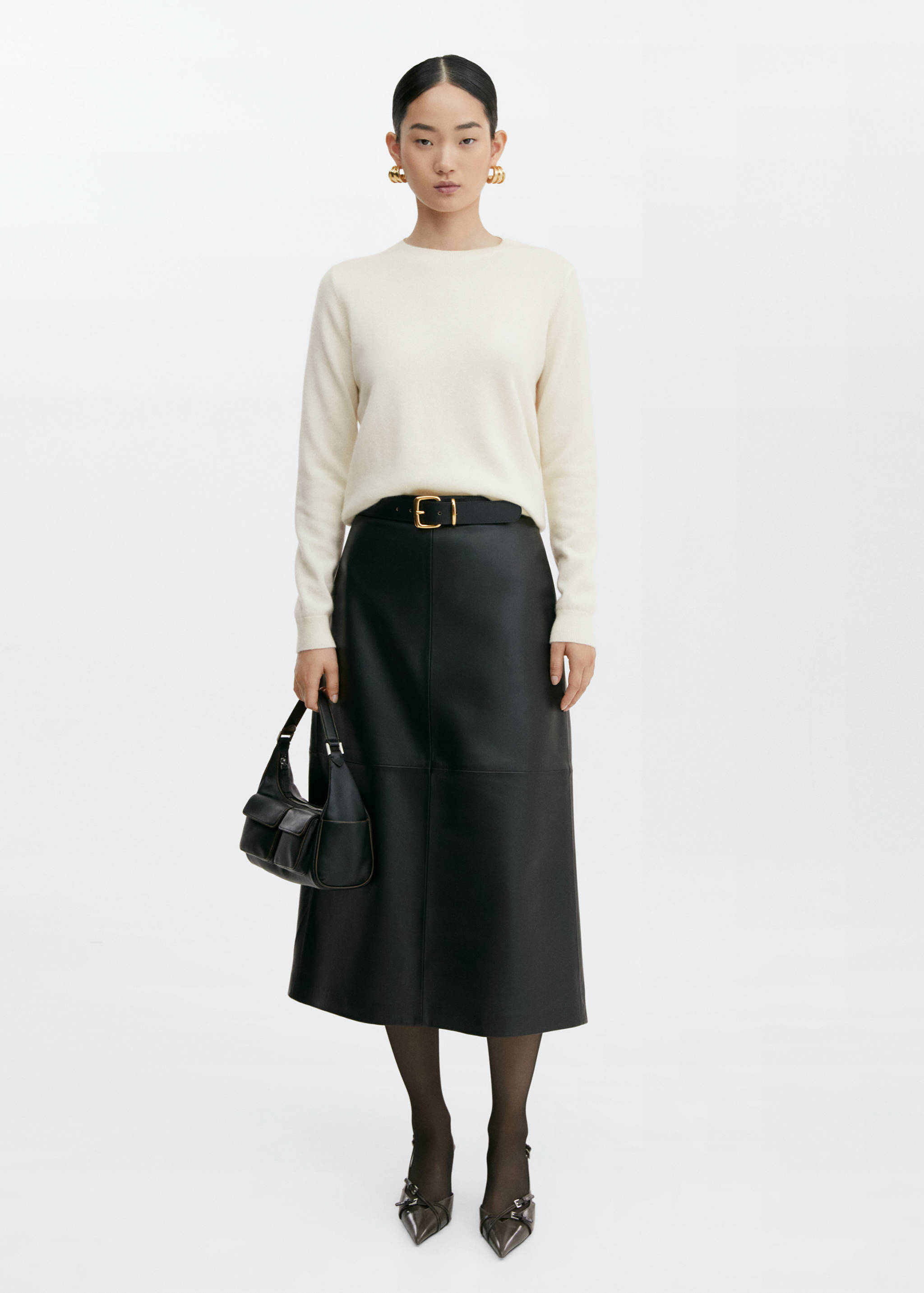 100%羊绒圆领毛衣 - null