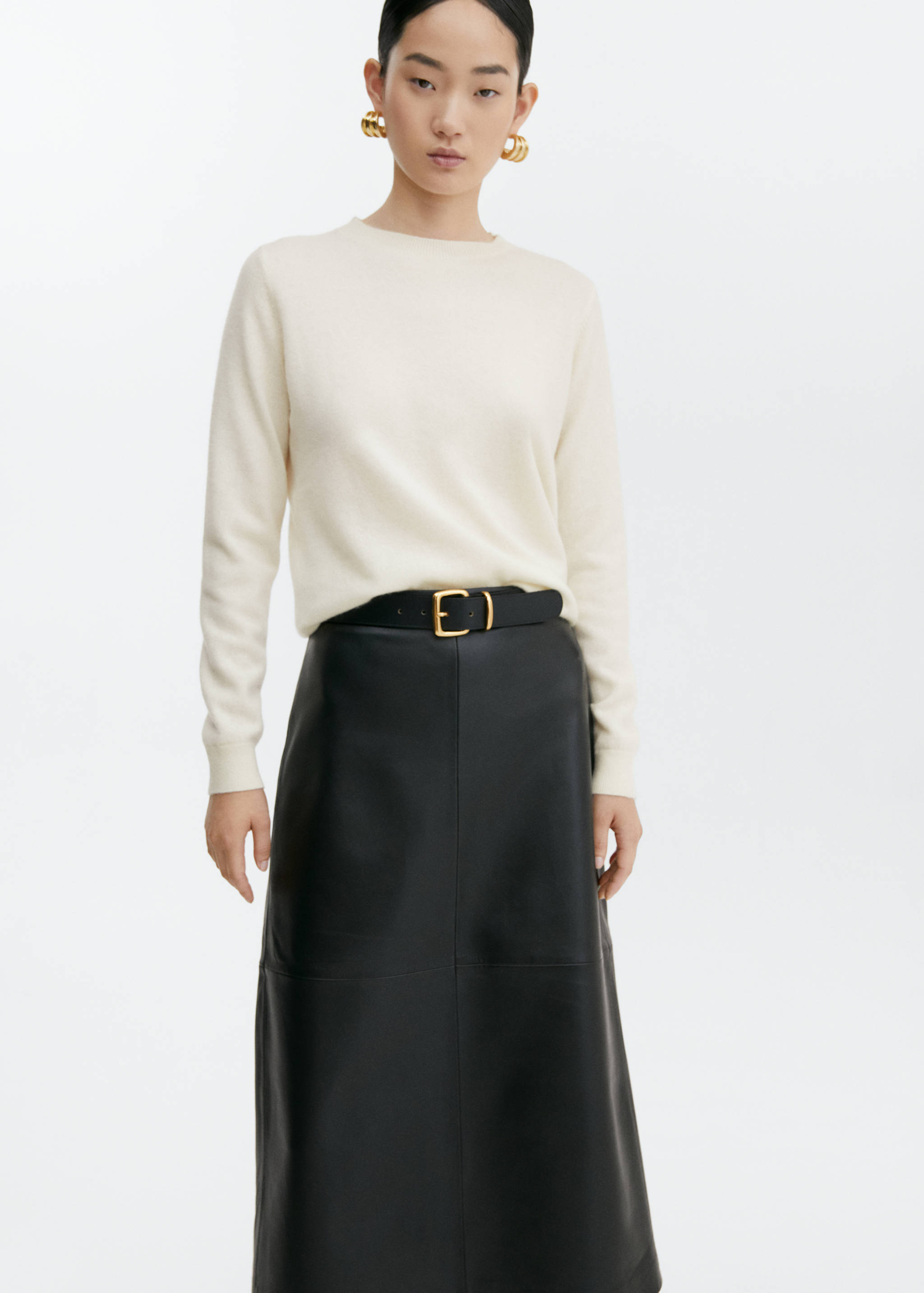 100%羊绒圆领毛衣 - null