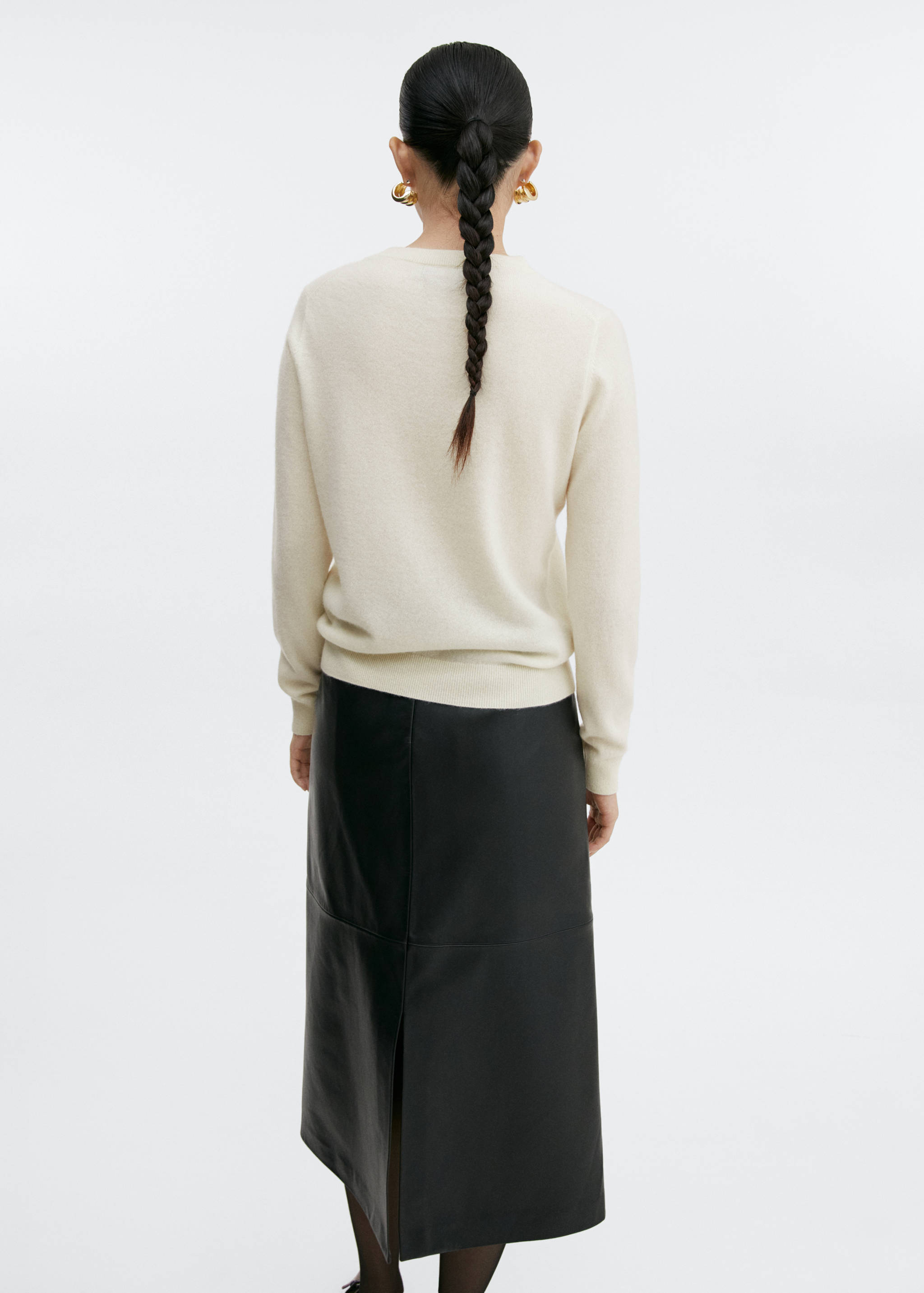 100%羊绒圆领毛衣 - null