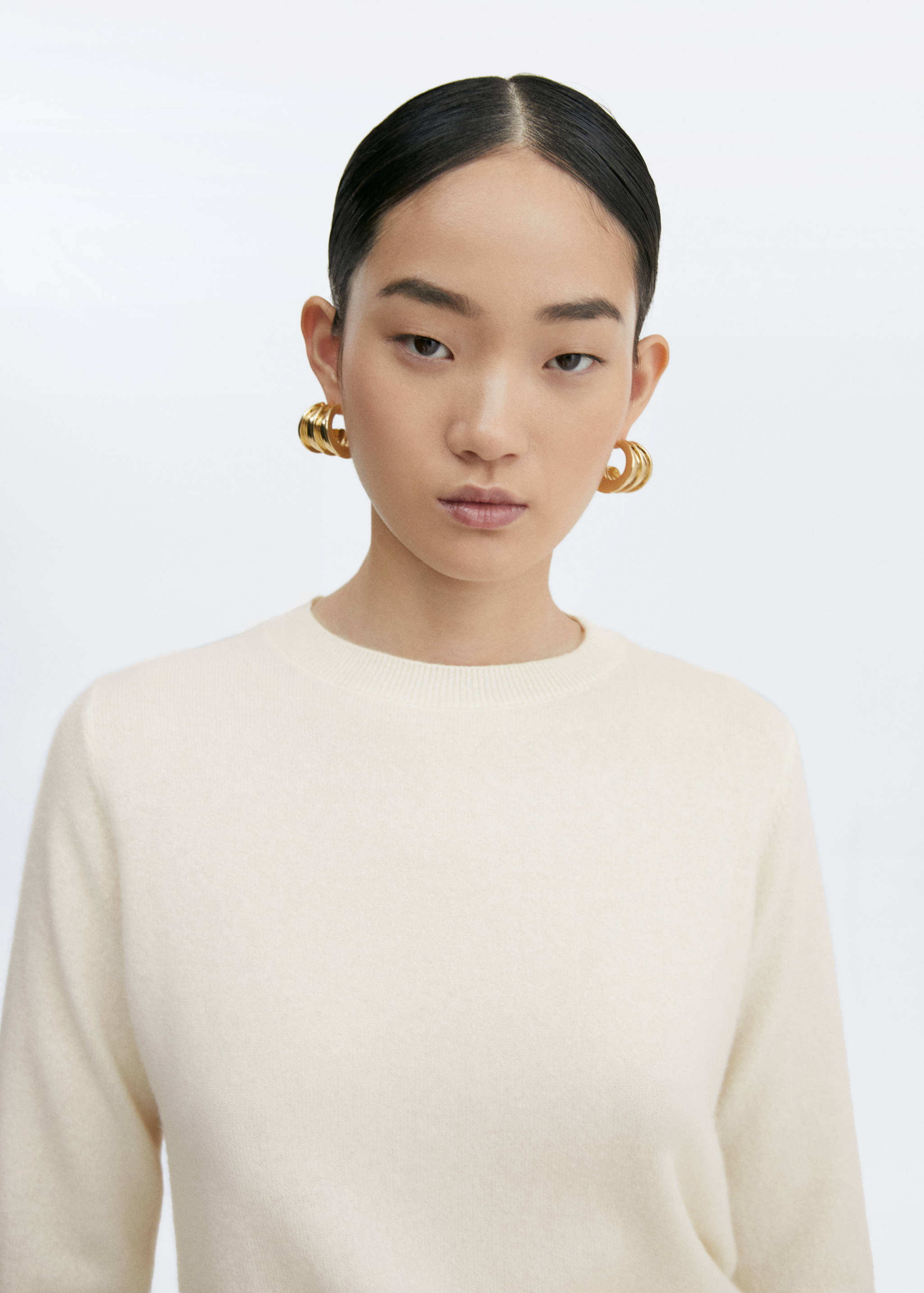 100%羊绒圆领毛衣 - null