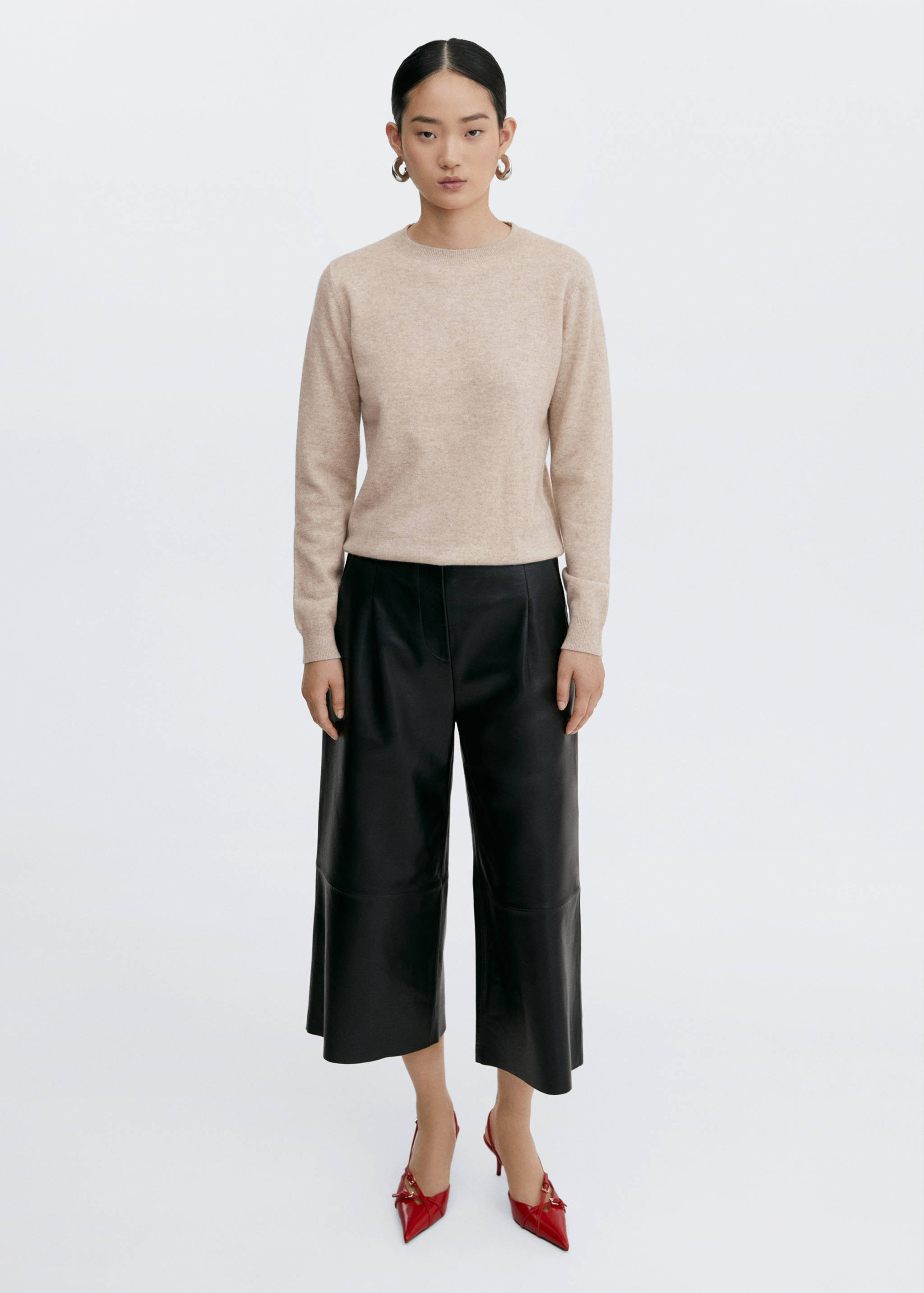 100%羊绒圆领毛衣 - null