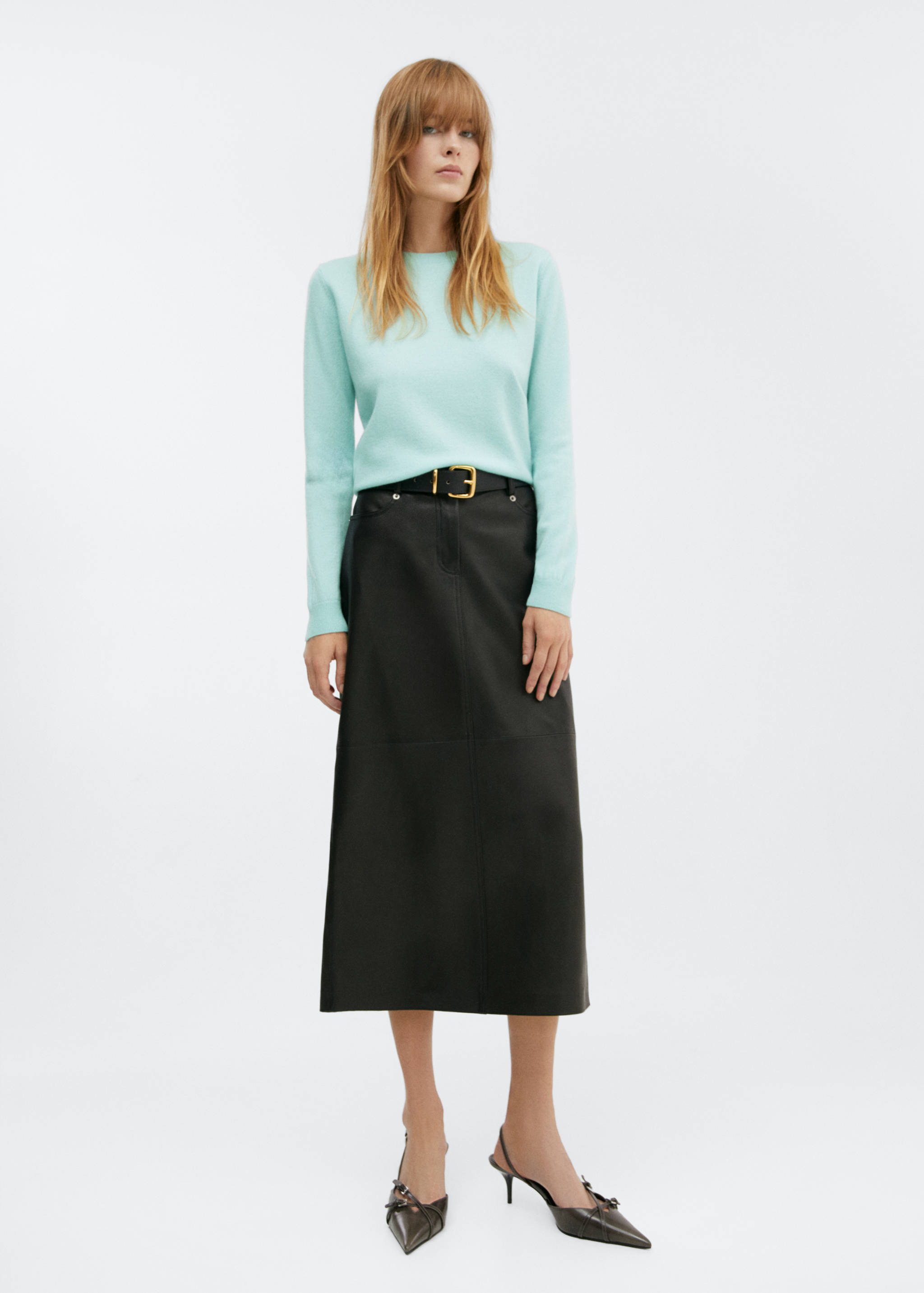 100%羊绒圆领毛衣 - null