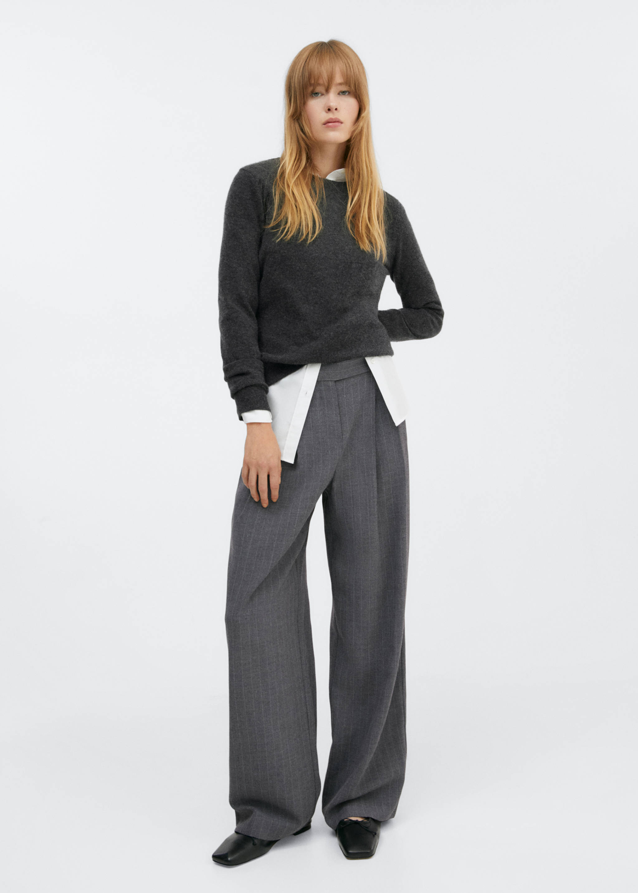 100%羊绒圆领毛衣 - null