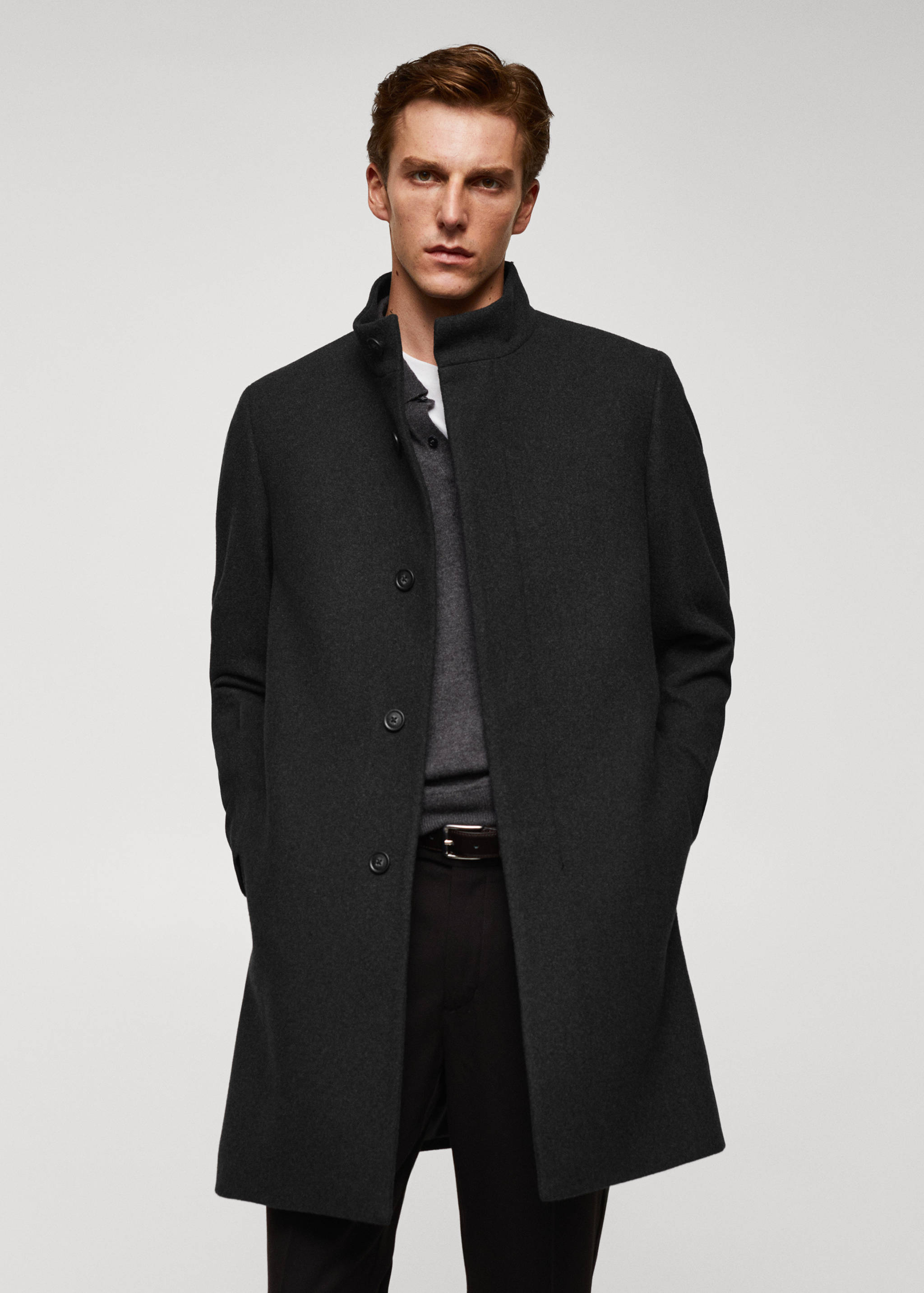Wool funnel neck coat - Medium plane