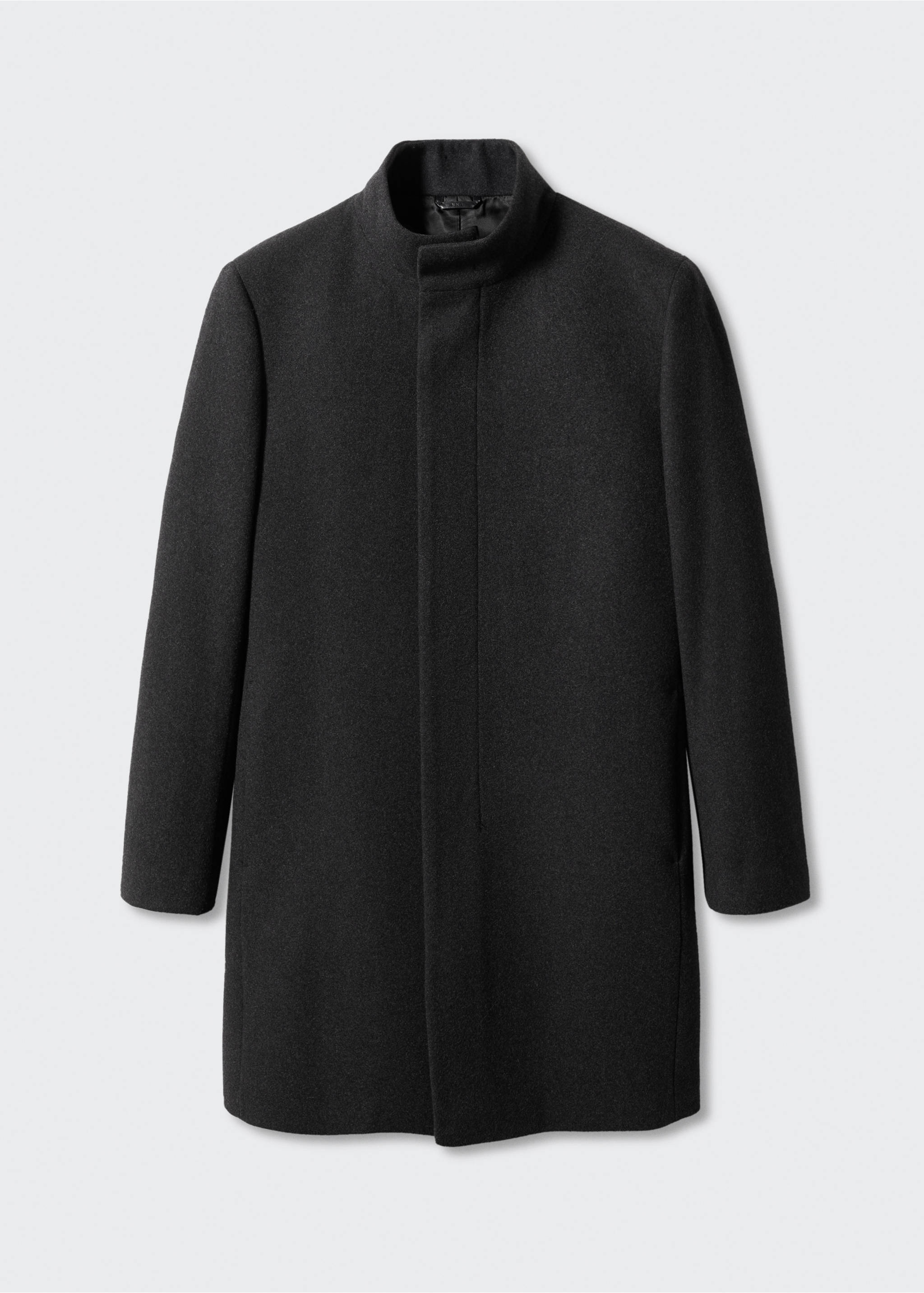 Manteau en laine à col cheminée - Article sans modèle, Gris. Ref: 57025950-00.