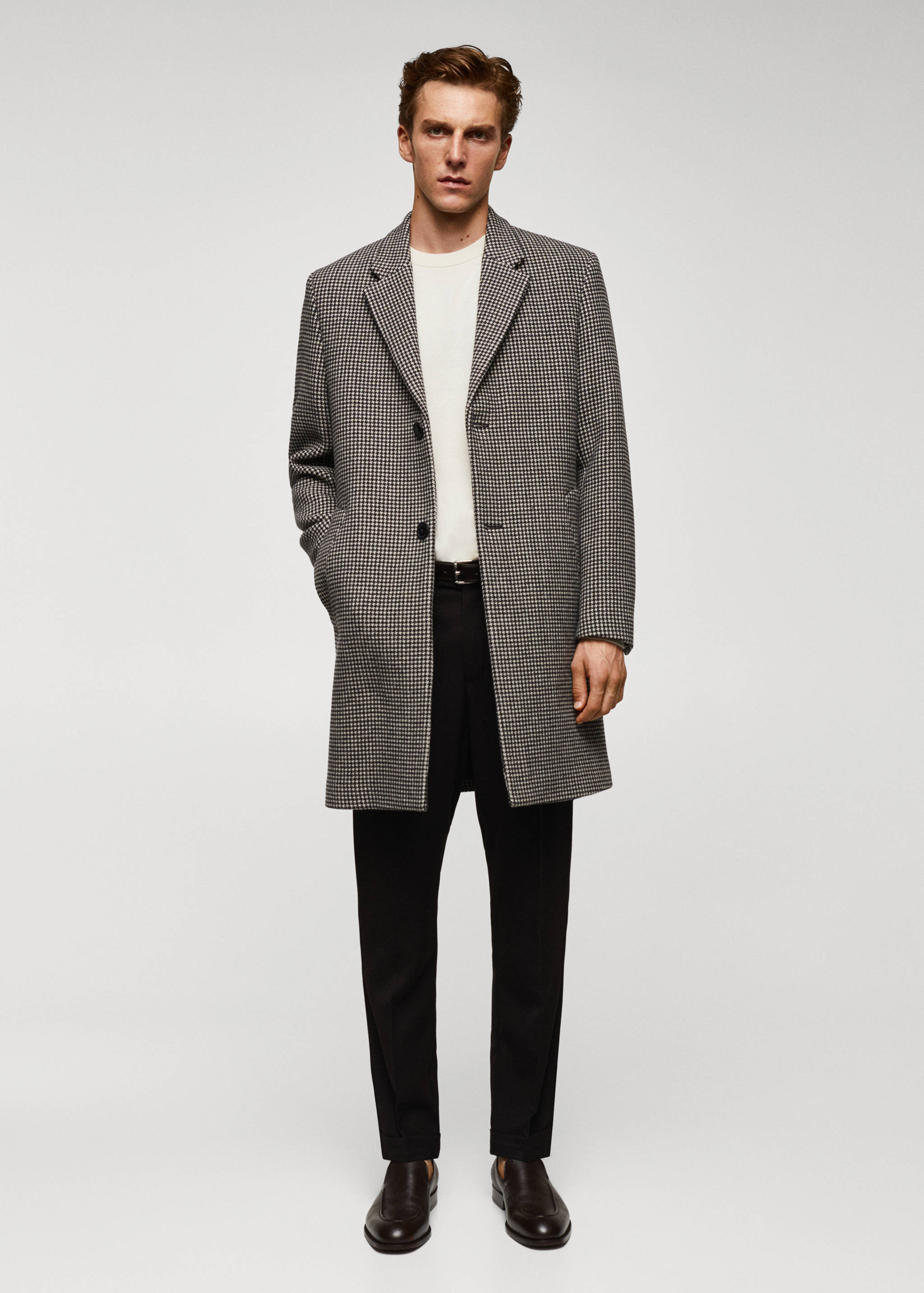 Houndstooth wool-blend coat - General plane