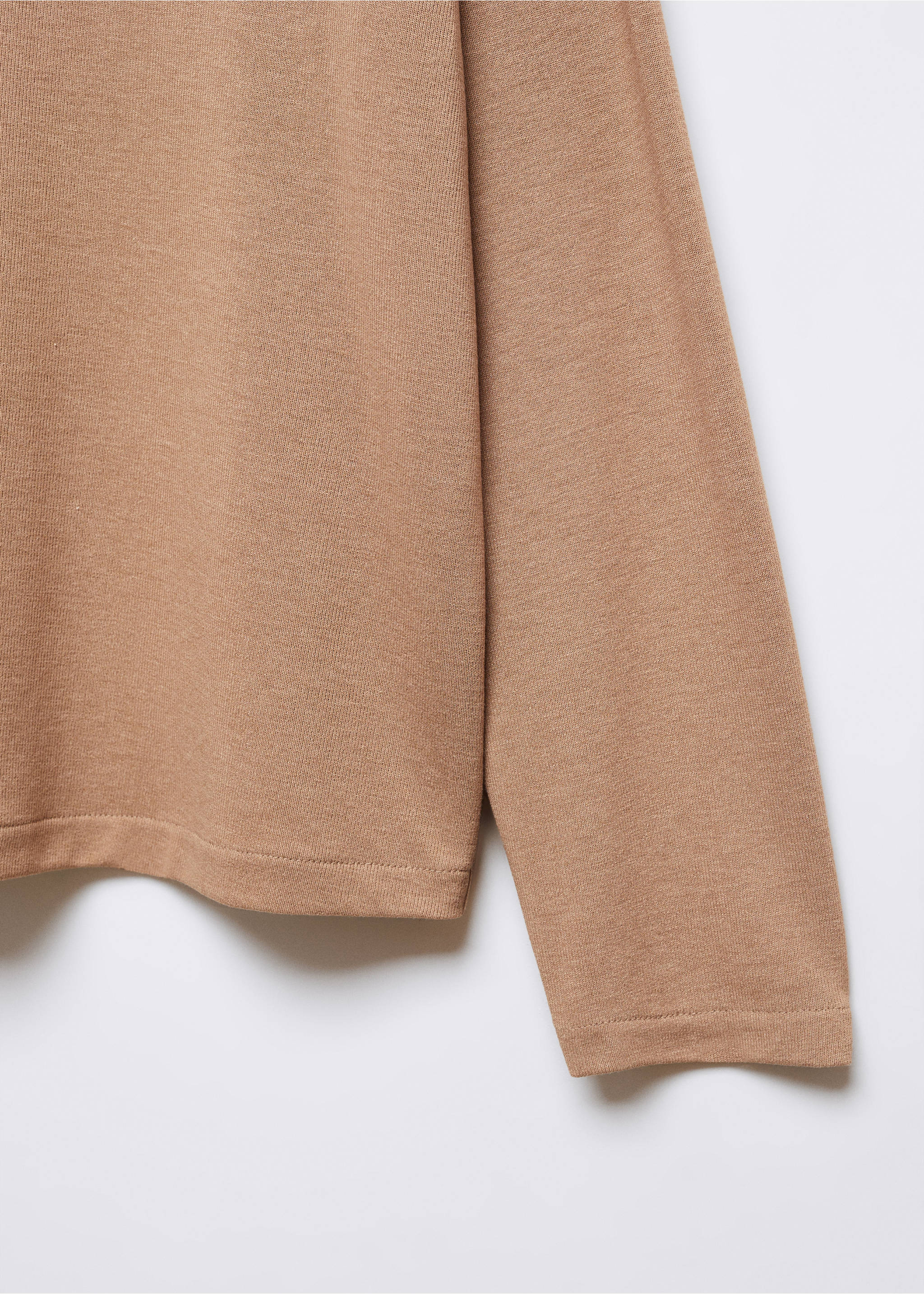 Long-sleeved V-neck T-shirt - Деталь изделия 8, Коричневый средний. Ref: 57025956-00.