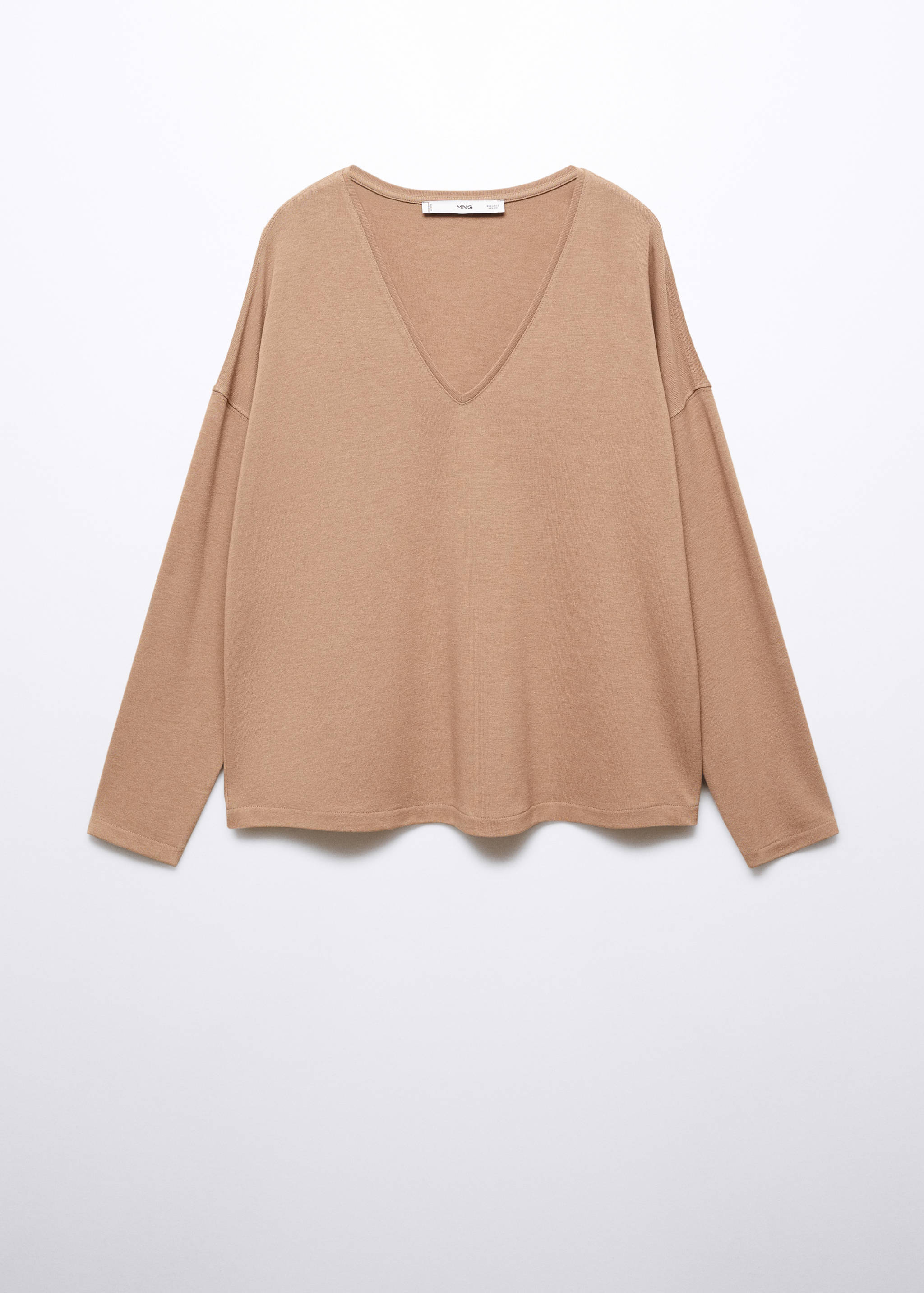 Long-sleeved V-neck T-shirt - Изделие без модели