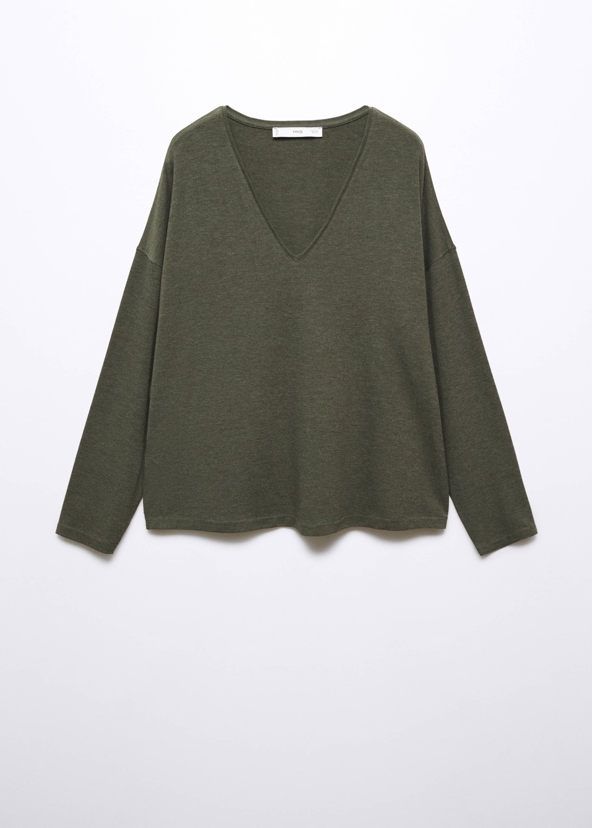 Long-sleeved V-neck T-shirt - Изделие без модели