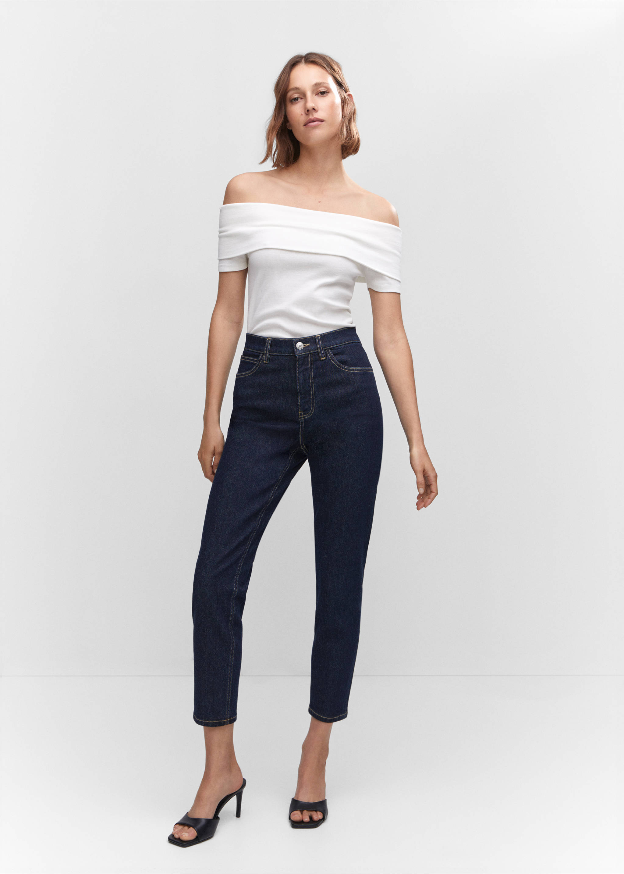 Jeans Newmom confort tiro alto - Plano general, Azul. Ref: 57025960-00.