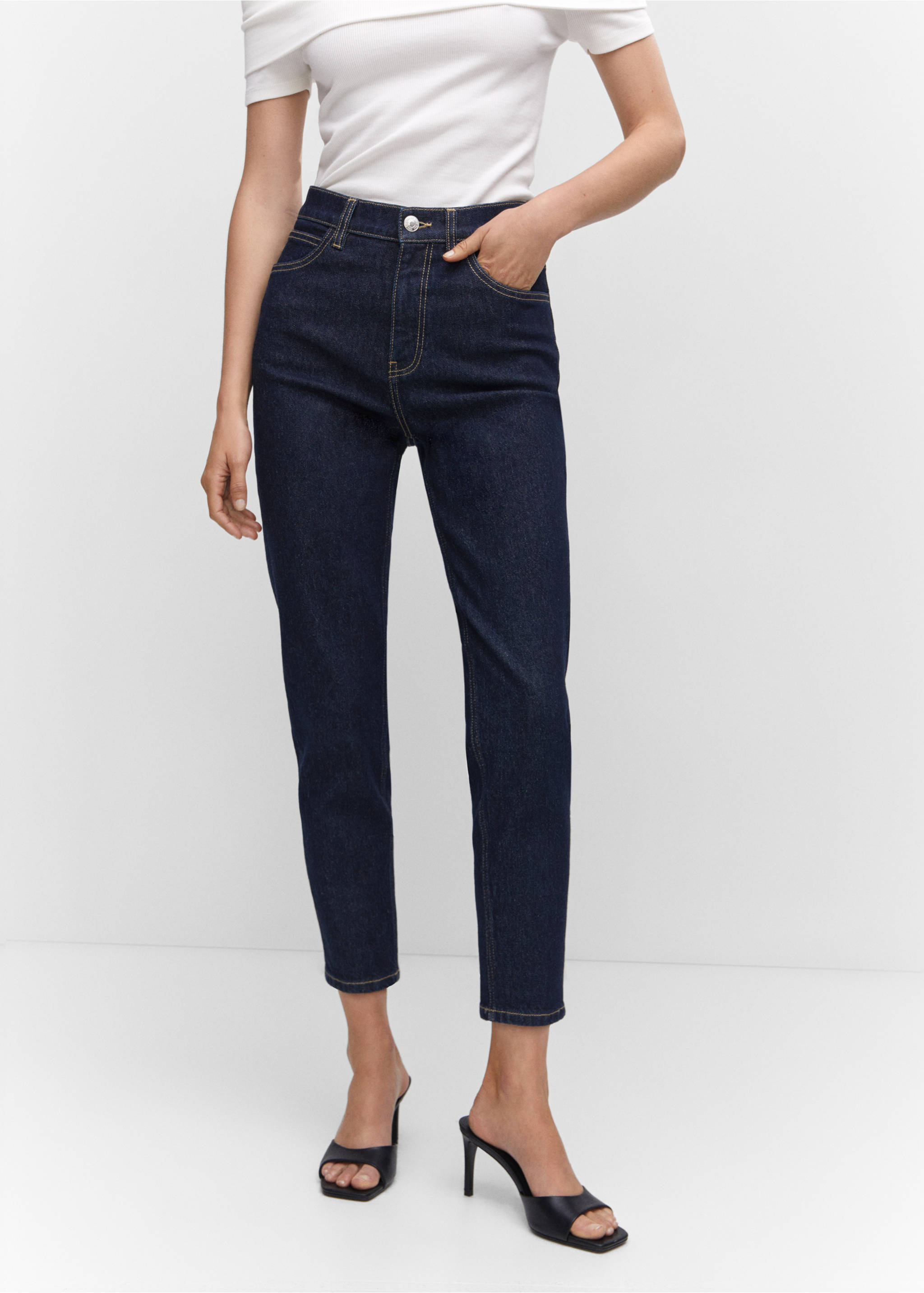 Jeans Newmom confort tiro alto - Plano medio, Azul. Ref: 57025960-00.