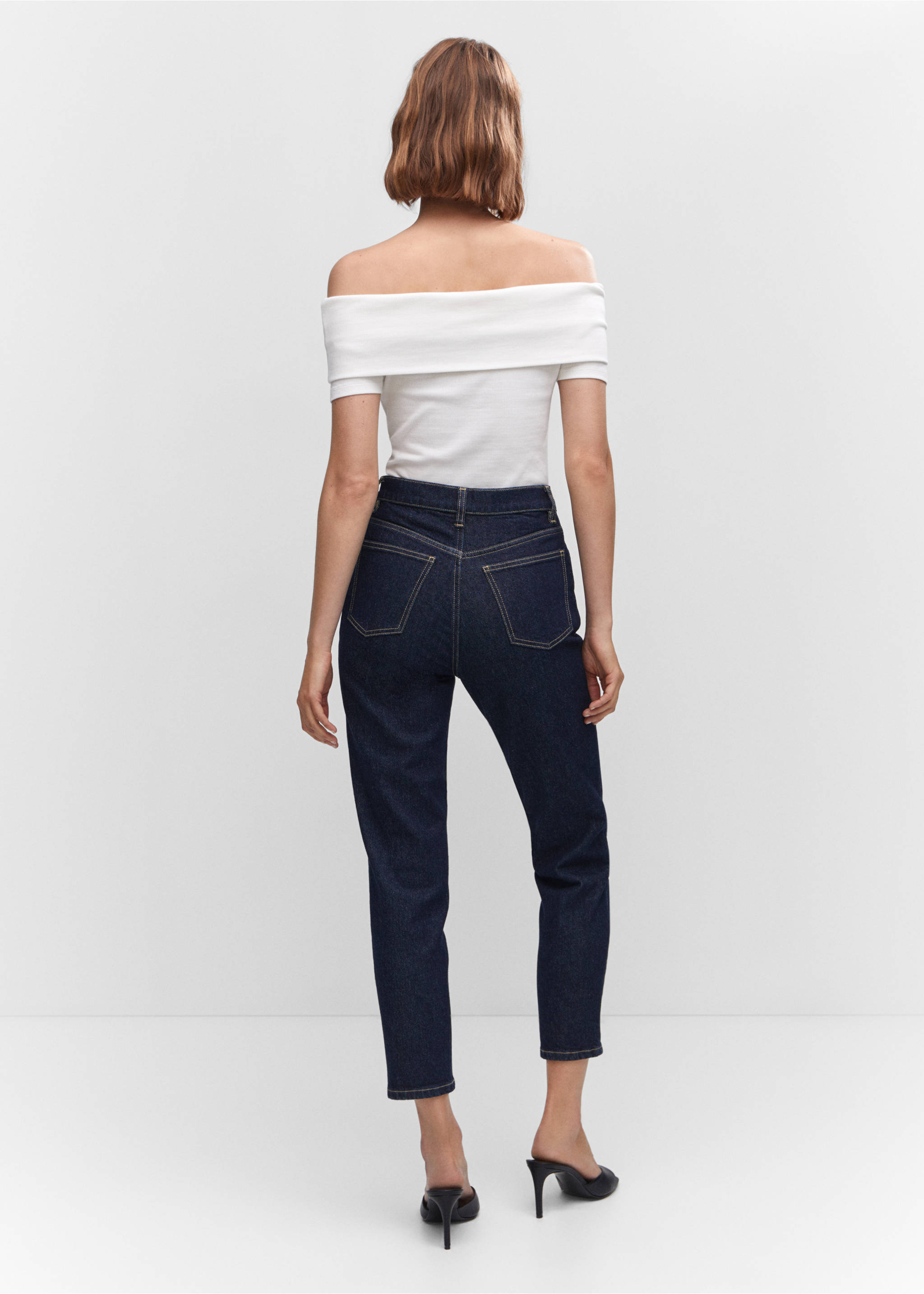 Jeans Newmom confort tiro alto - Reverso del artículo, Azul. Ref: 57025960-00.