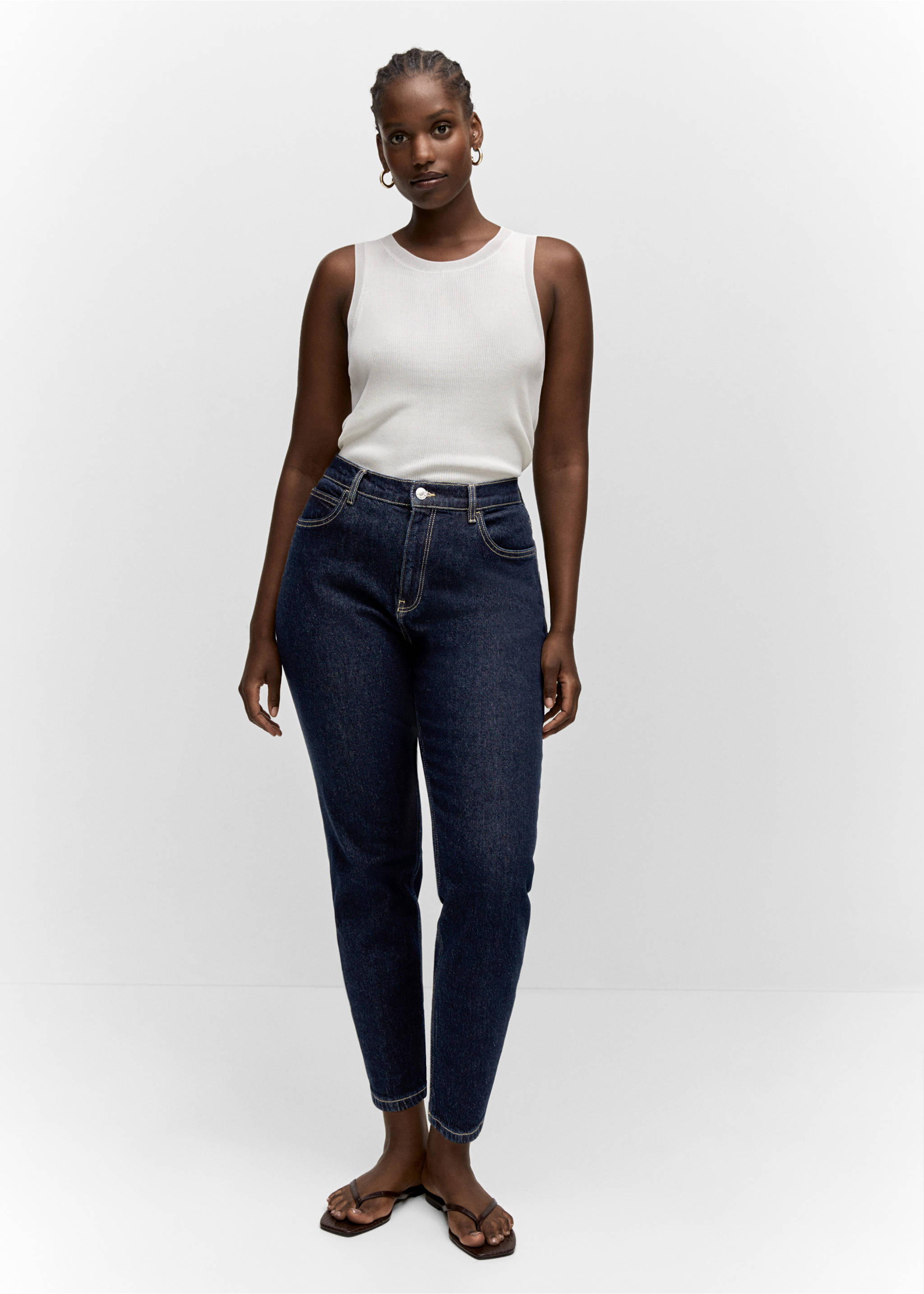 Jeans Newmom confort tiro alto - Detalle del artículo 3, Azul. Ref: 57025960-00.