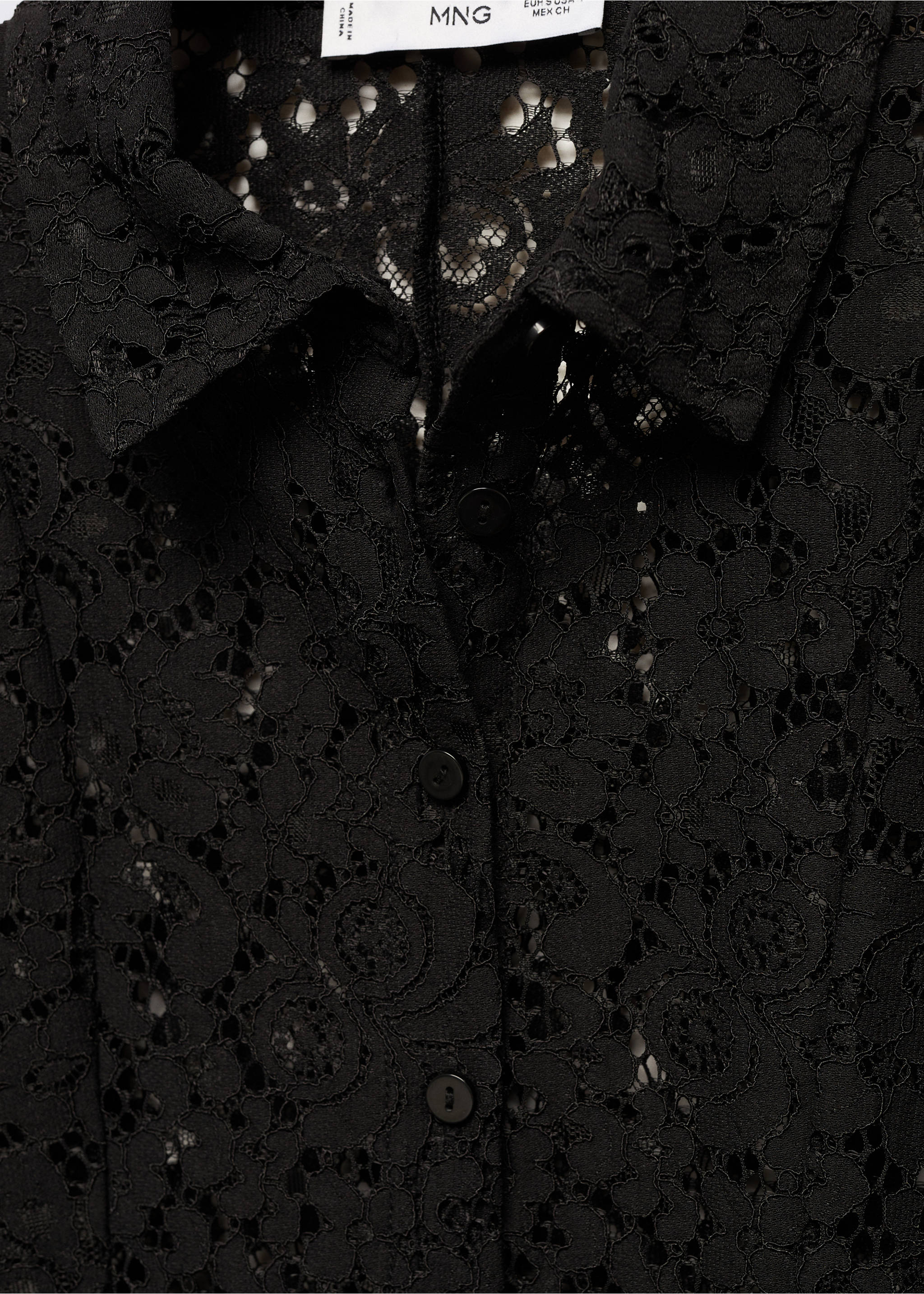 Camisa encaje botones - Detalle del artículo 8, Negro. Ref: 57025979-00.
