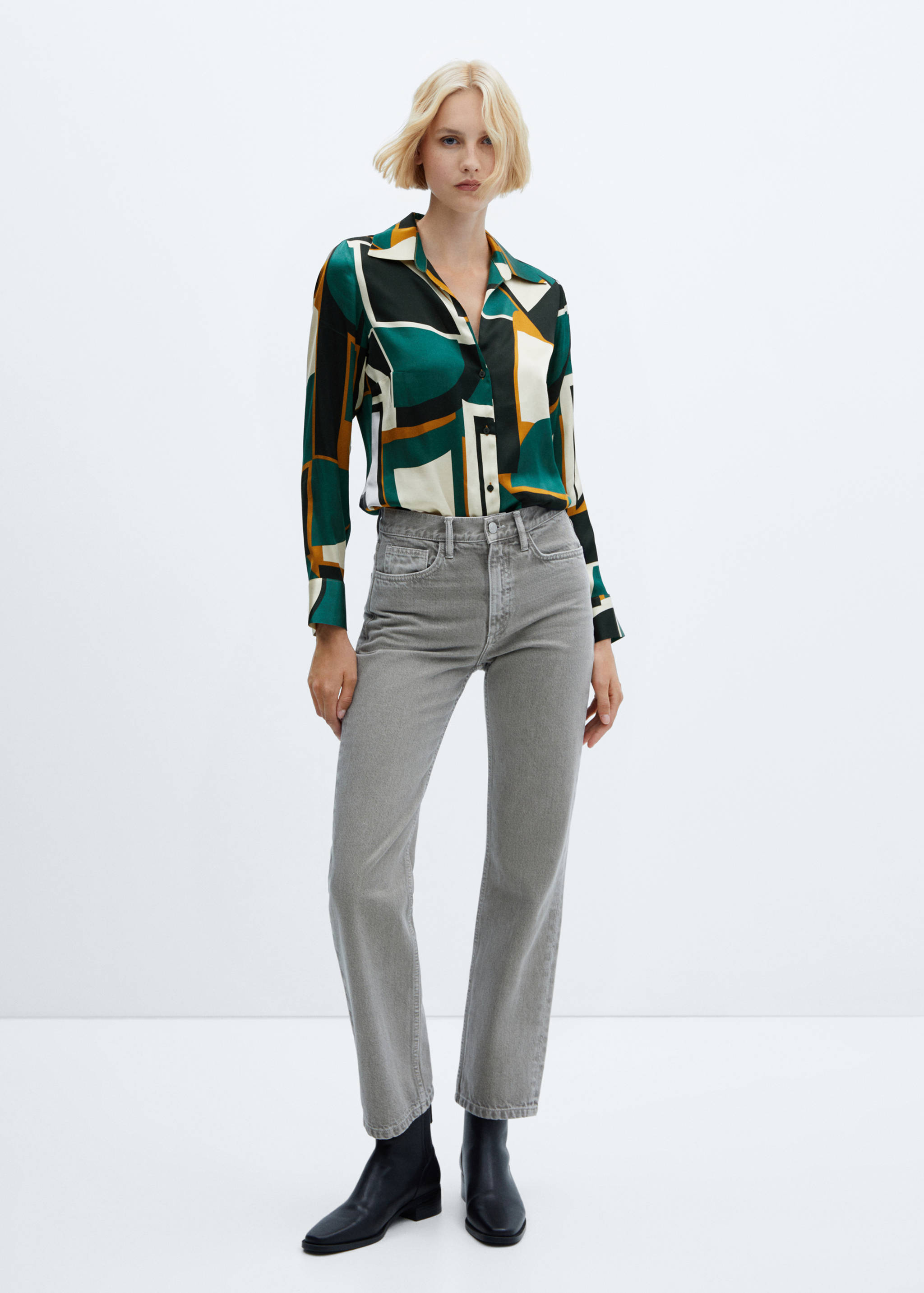 Chemise satinée en imprimé géométrique - Plan général