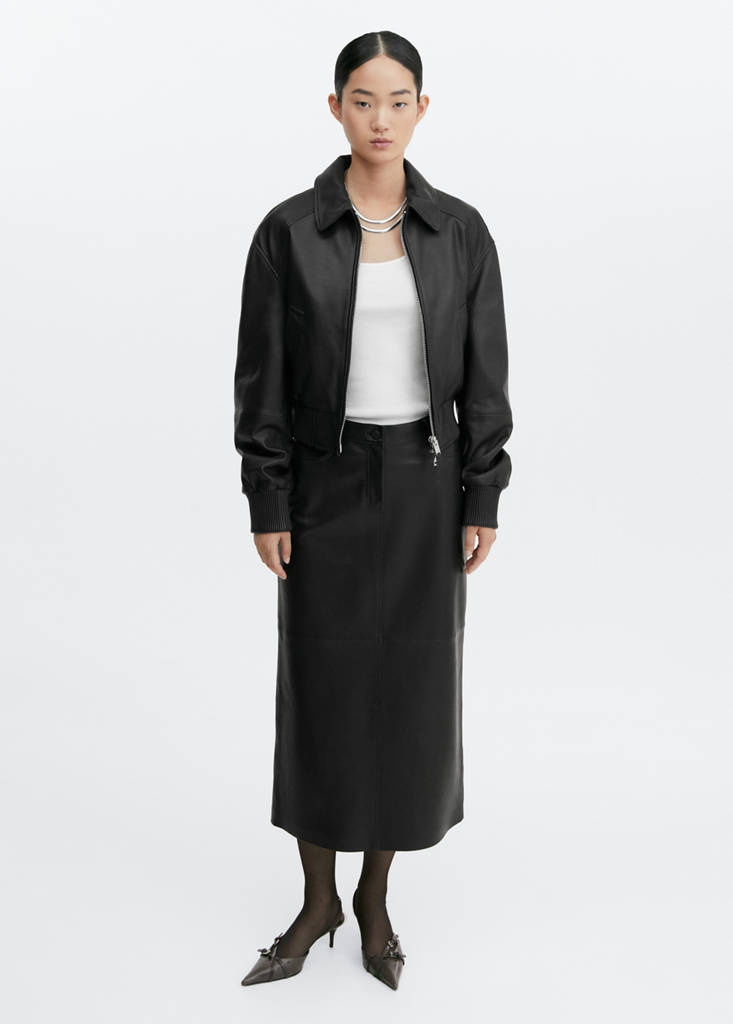 Leather pencil skirt — Black