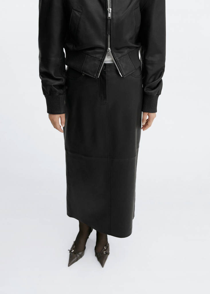 Leather pencil skirt — Black