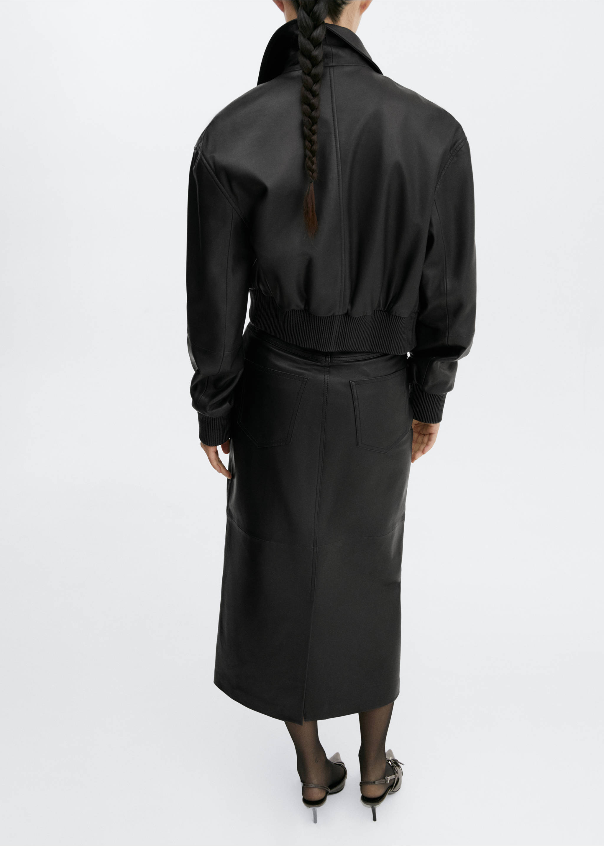 Leather pencil skirt - Reverse of the article, Black. Ref: 57025986-00.