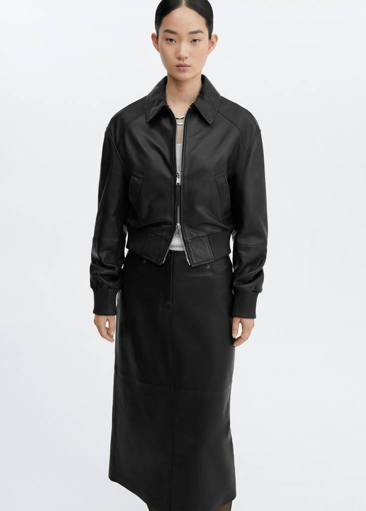 Leather pencil skirt — Black