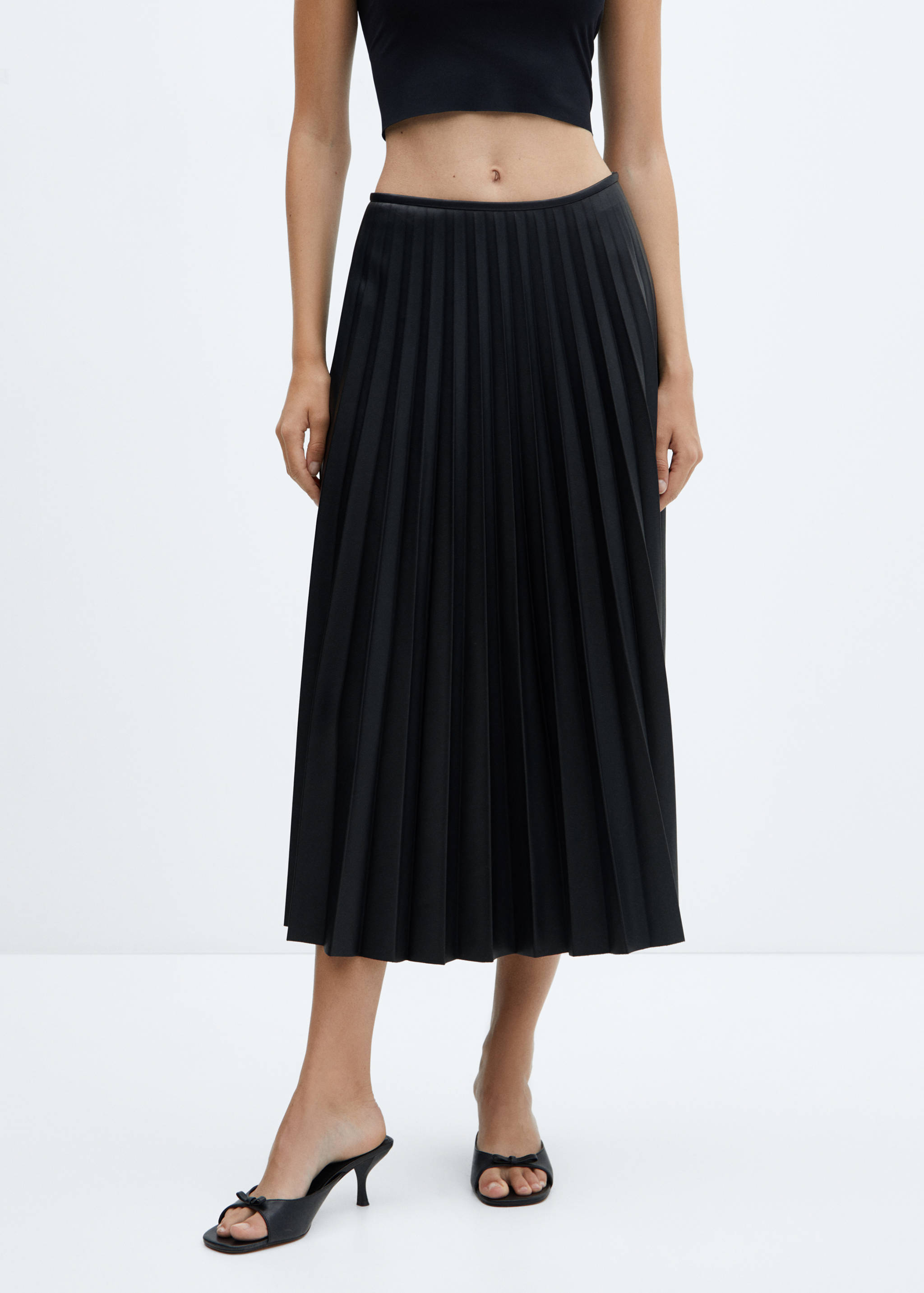 Faux-leather pleated skirt - Medium plane