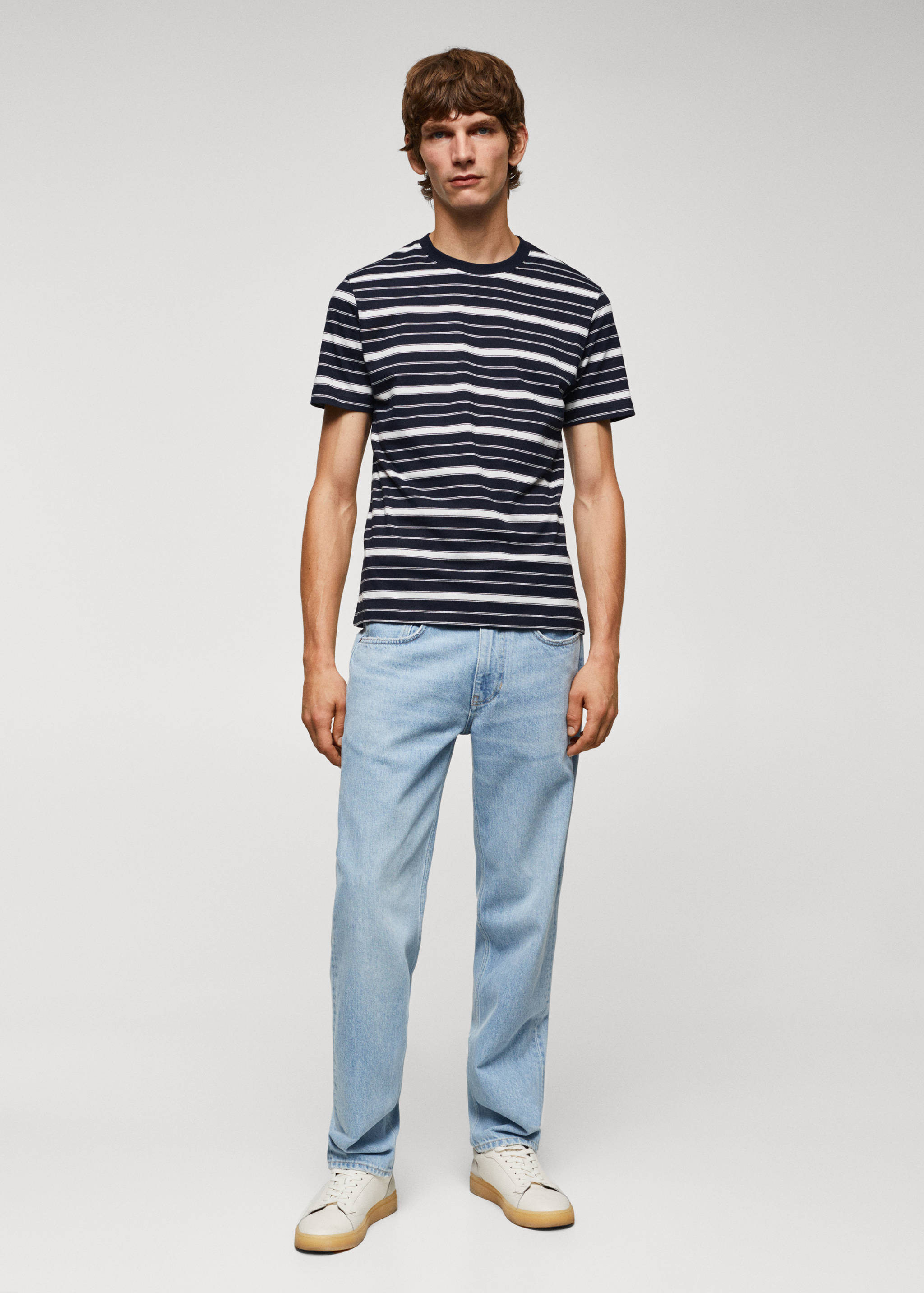 条纹100%棉质T恤 - null