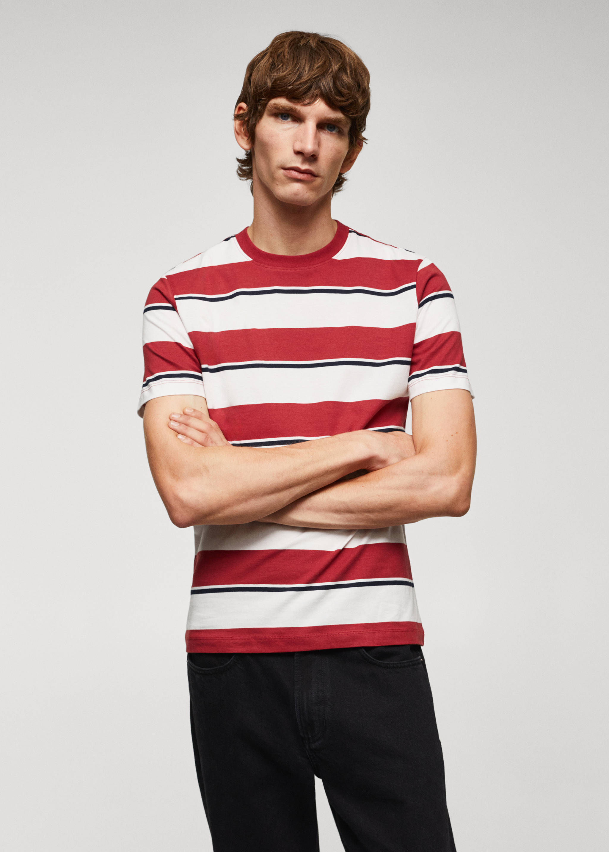 条纹100%棉质T恤 - null