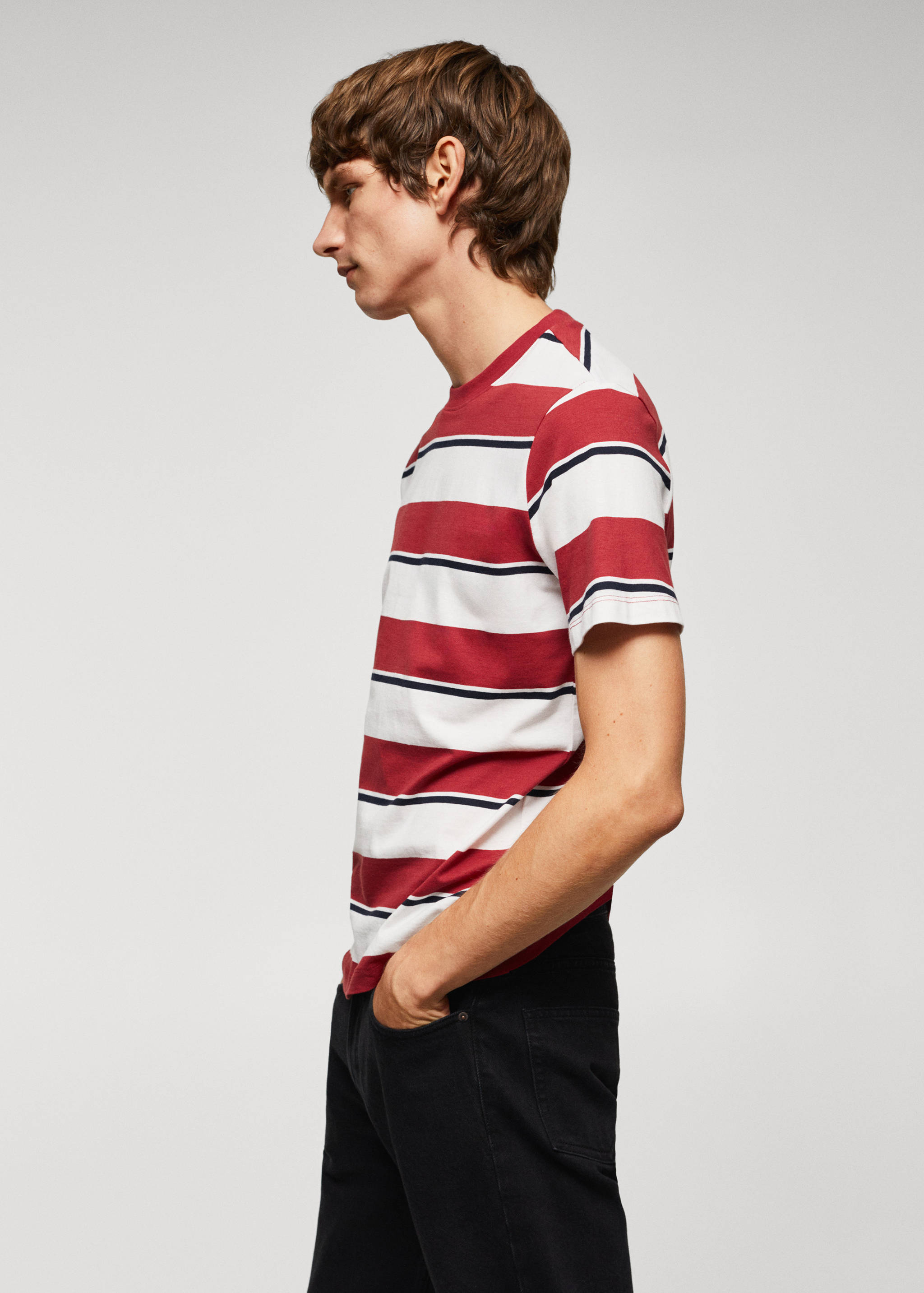 条纹100%棉质T恤 - null