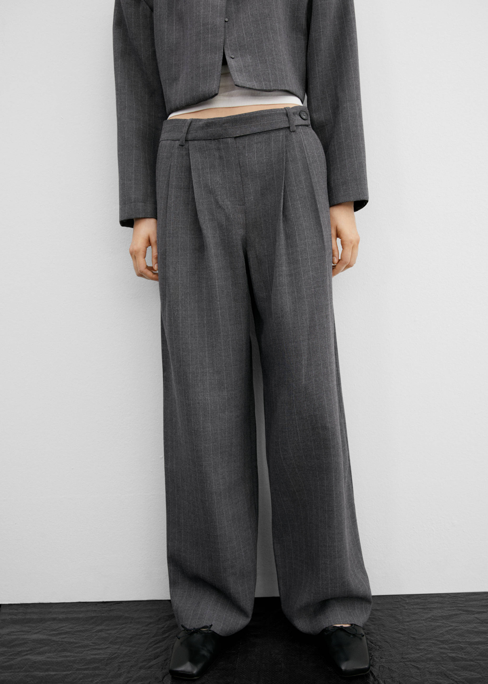 Micro-striped suit trousers - Medium plane