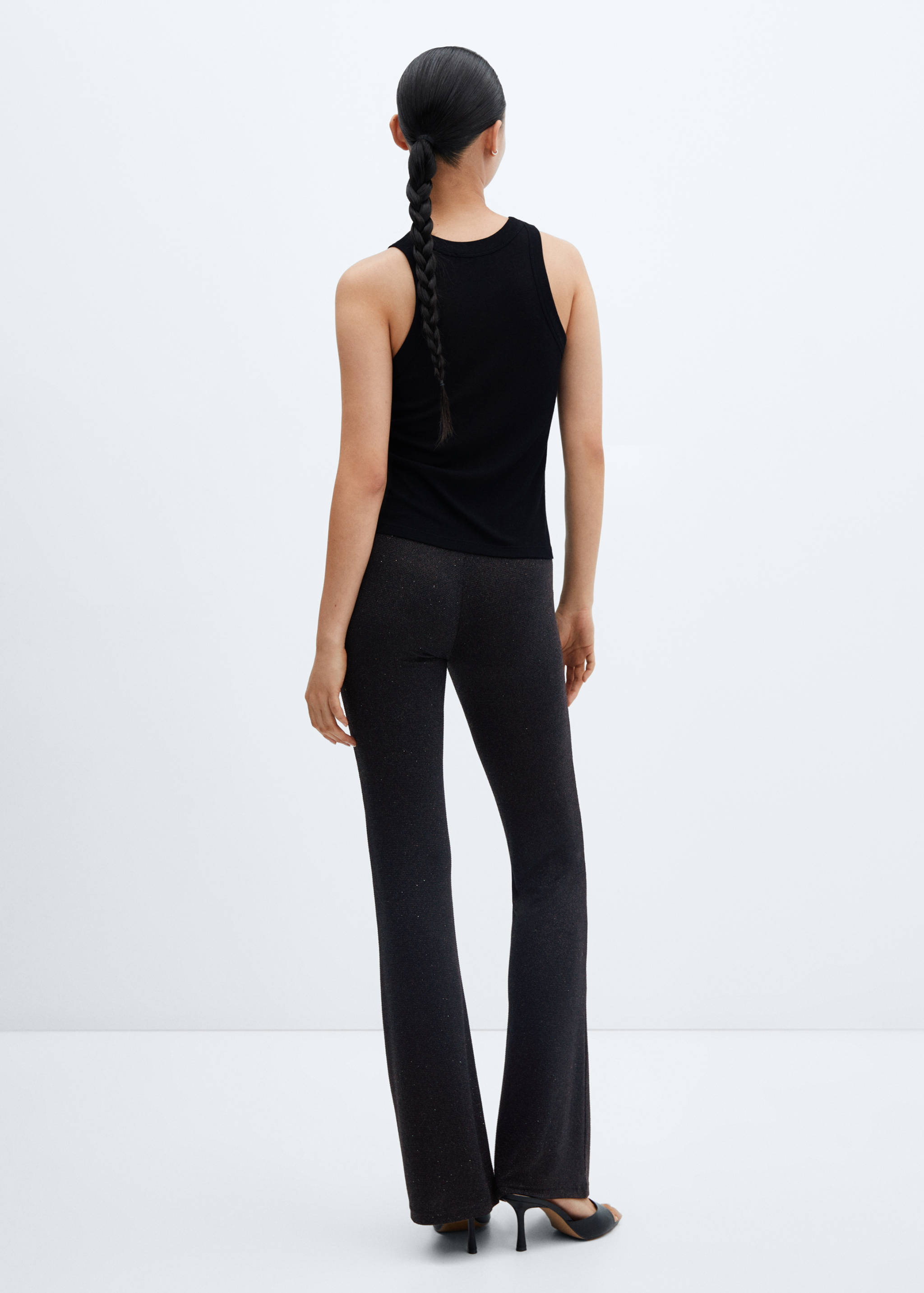 Блестящие брюки flare - Обратная сторона изделия