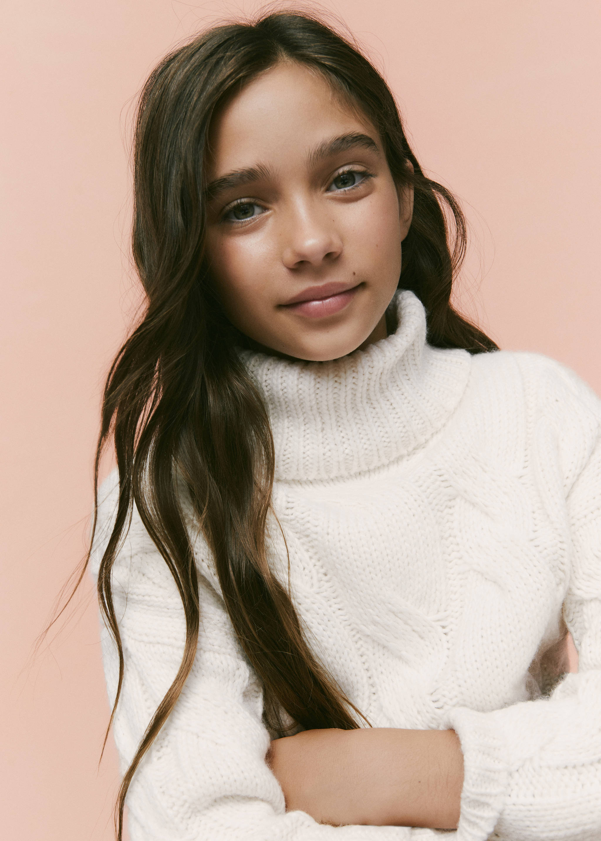 高翻领针织毛衣 - null