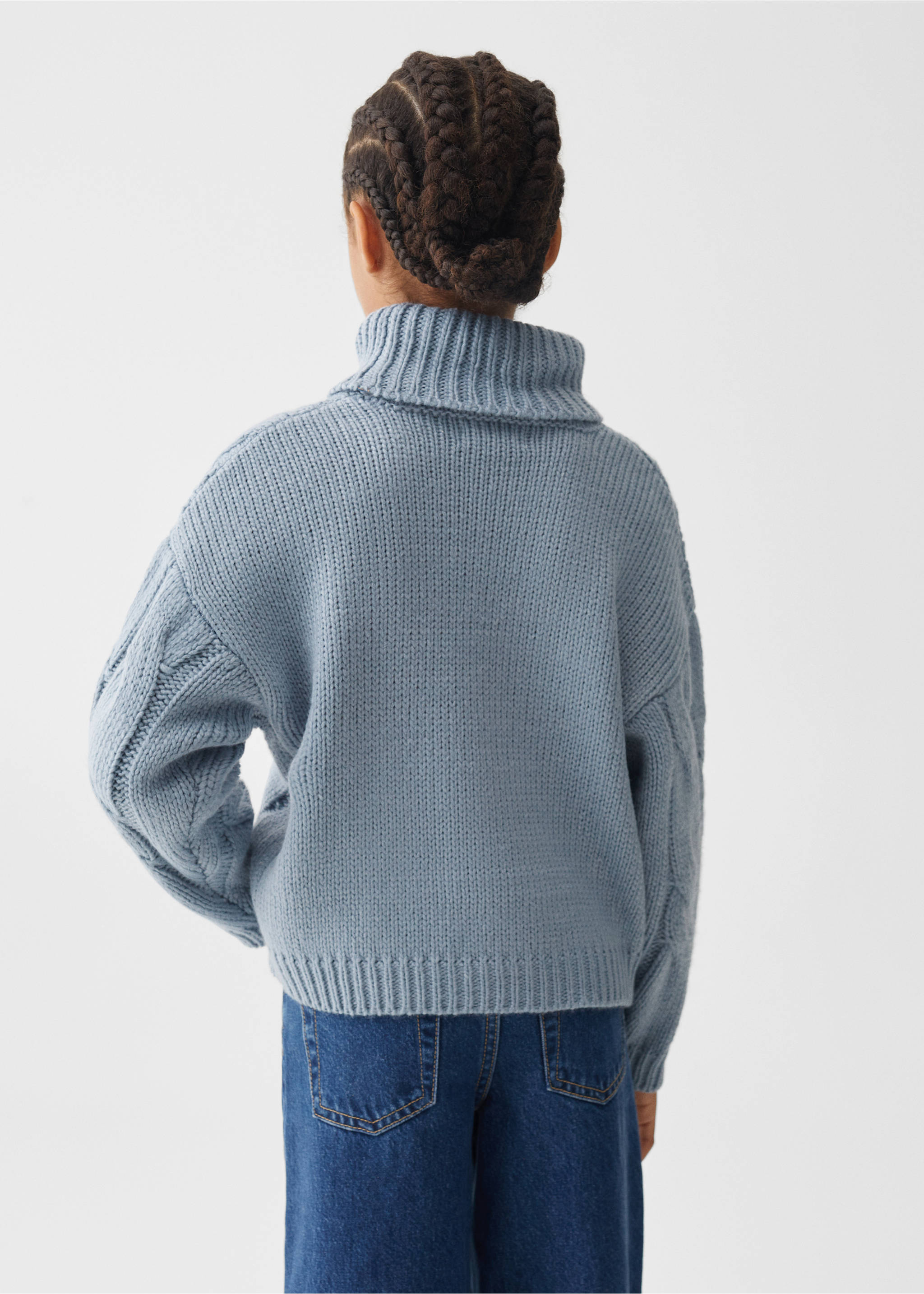 Pull-over maille col montant - Verso de l’article, Bleu. Ref: 57026716-00.