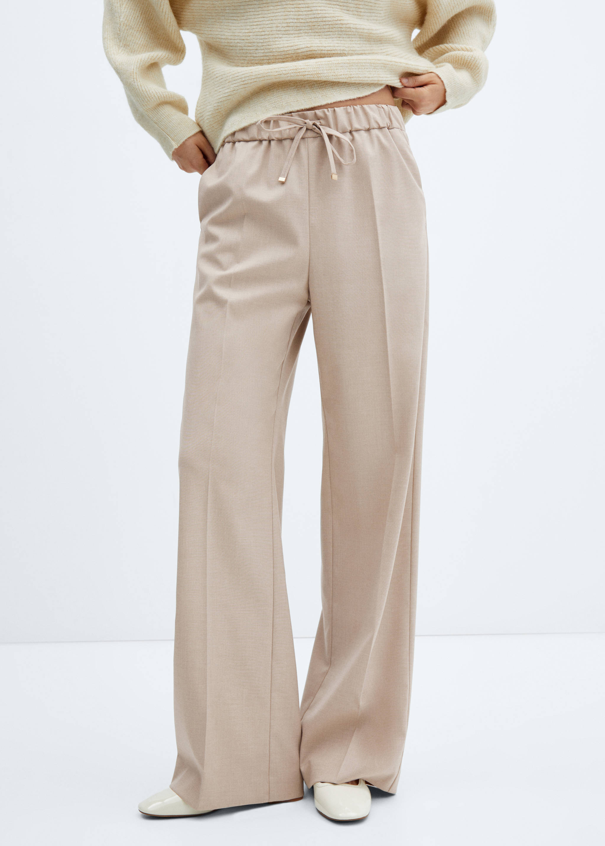 Wide leg trousers with elastic waist - Medium plane