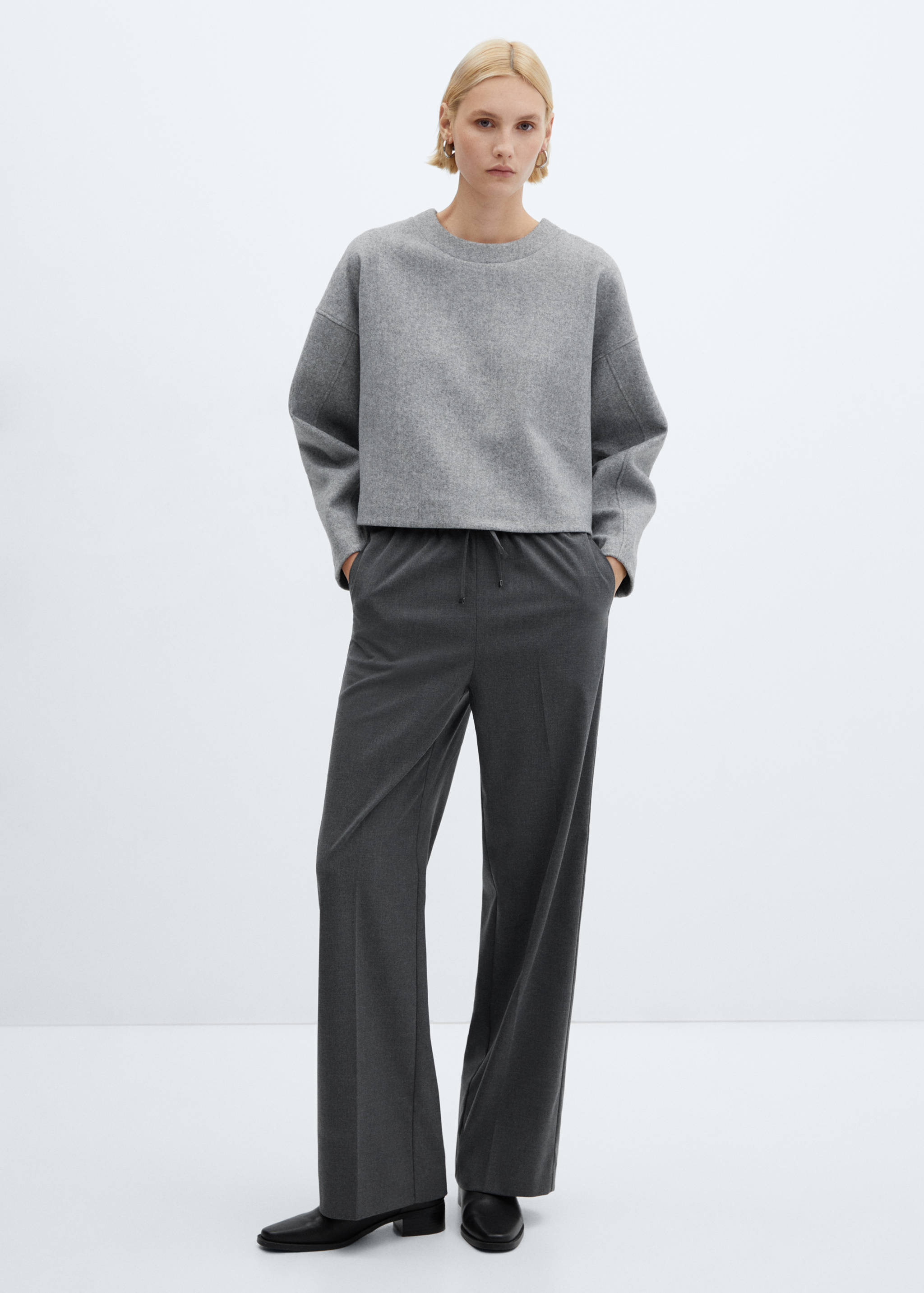 Wide leg trousers with elastic waist - General plane