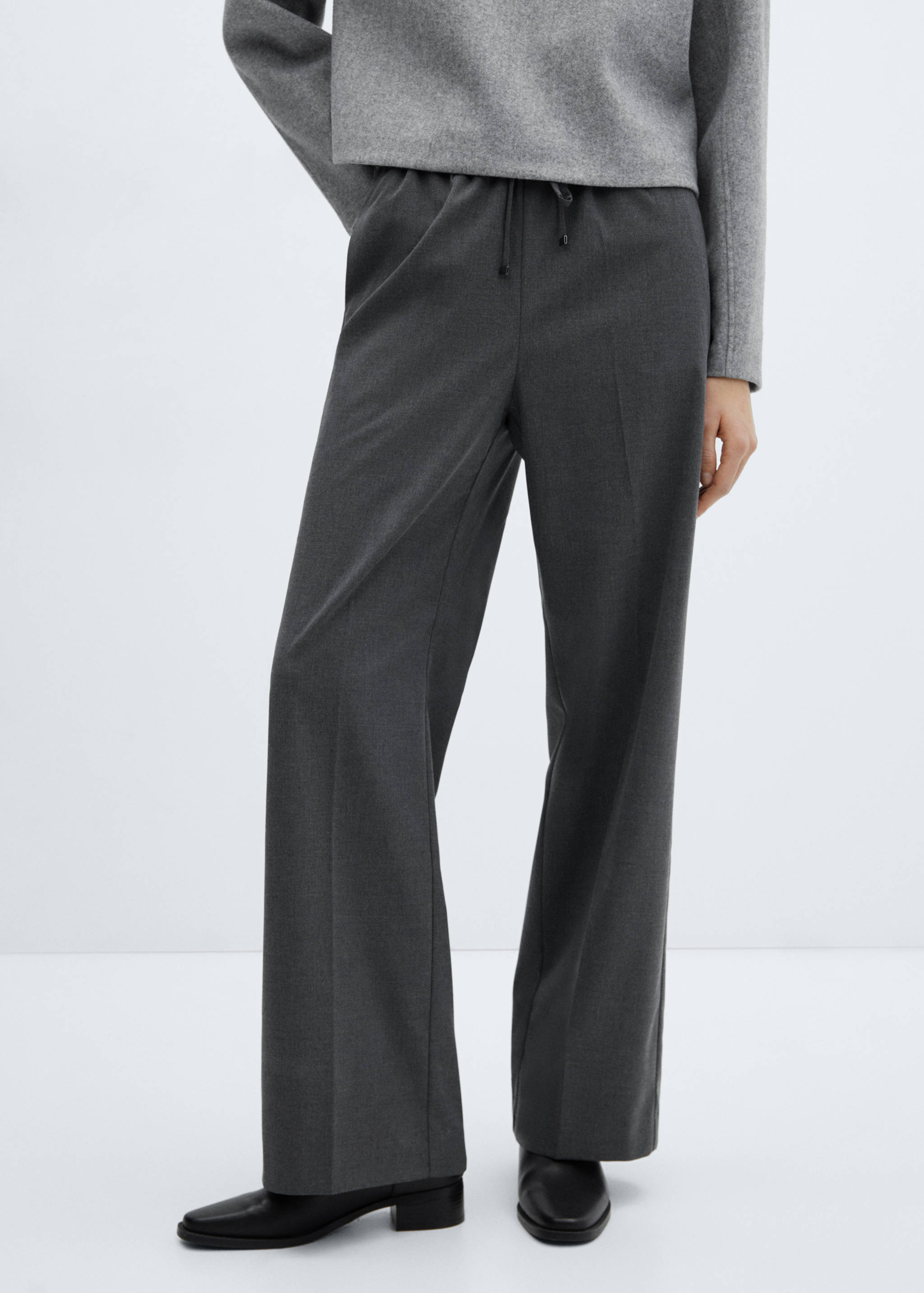 Wide leg trousers with elastic waist - Medium plane