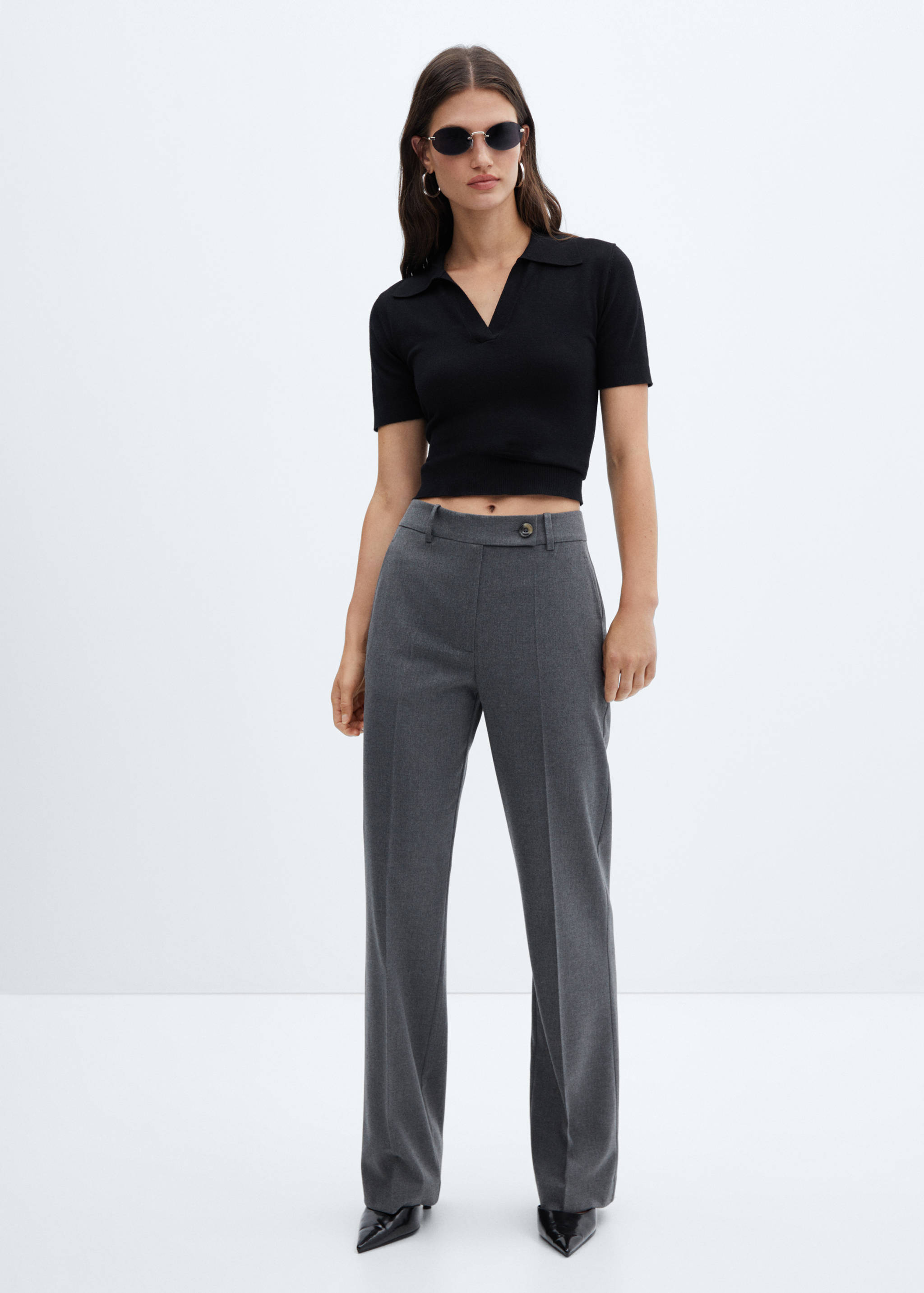 Straight trousers with side button - General plane