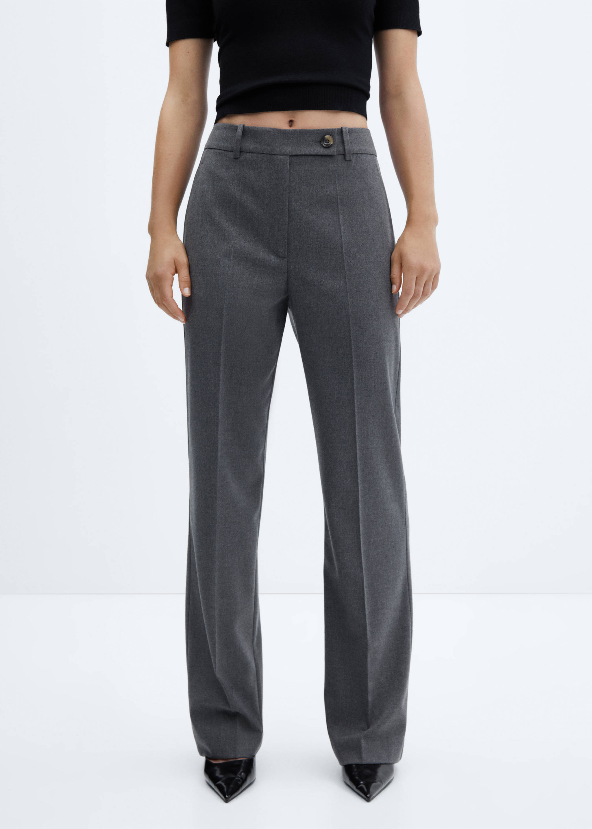 Straight trousers with side button - Medium plane