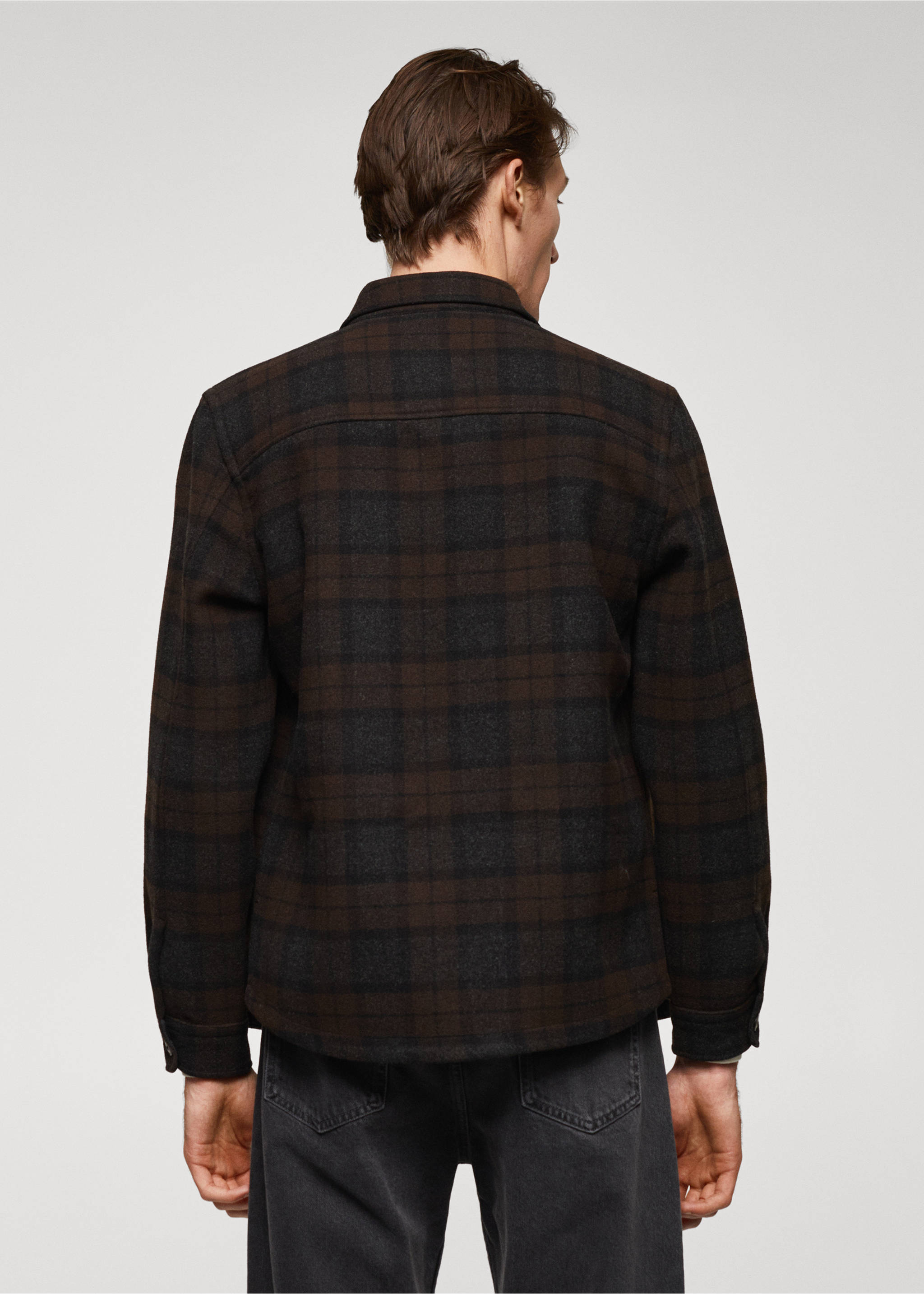Check wool overshirt - Reverse of the article, Brown. Ref: 57027712-00.