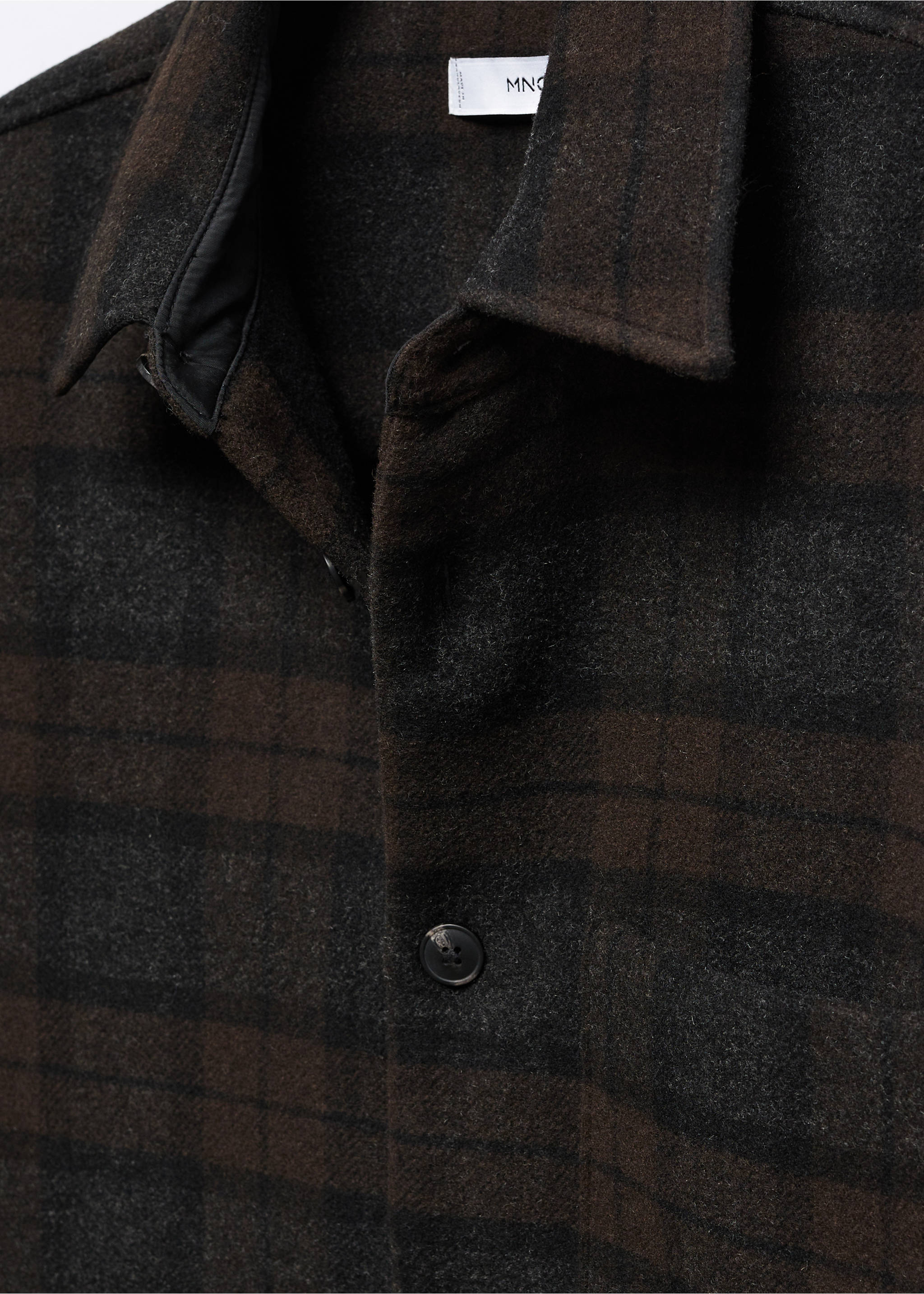 Check wool overshirt - Details of the article 8, Brown. Ref: 57027712-00.